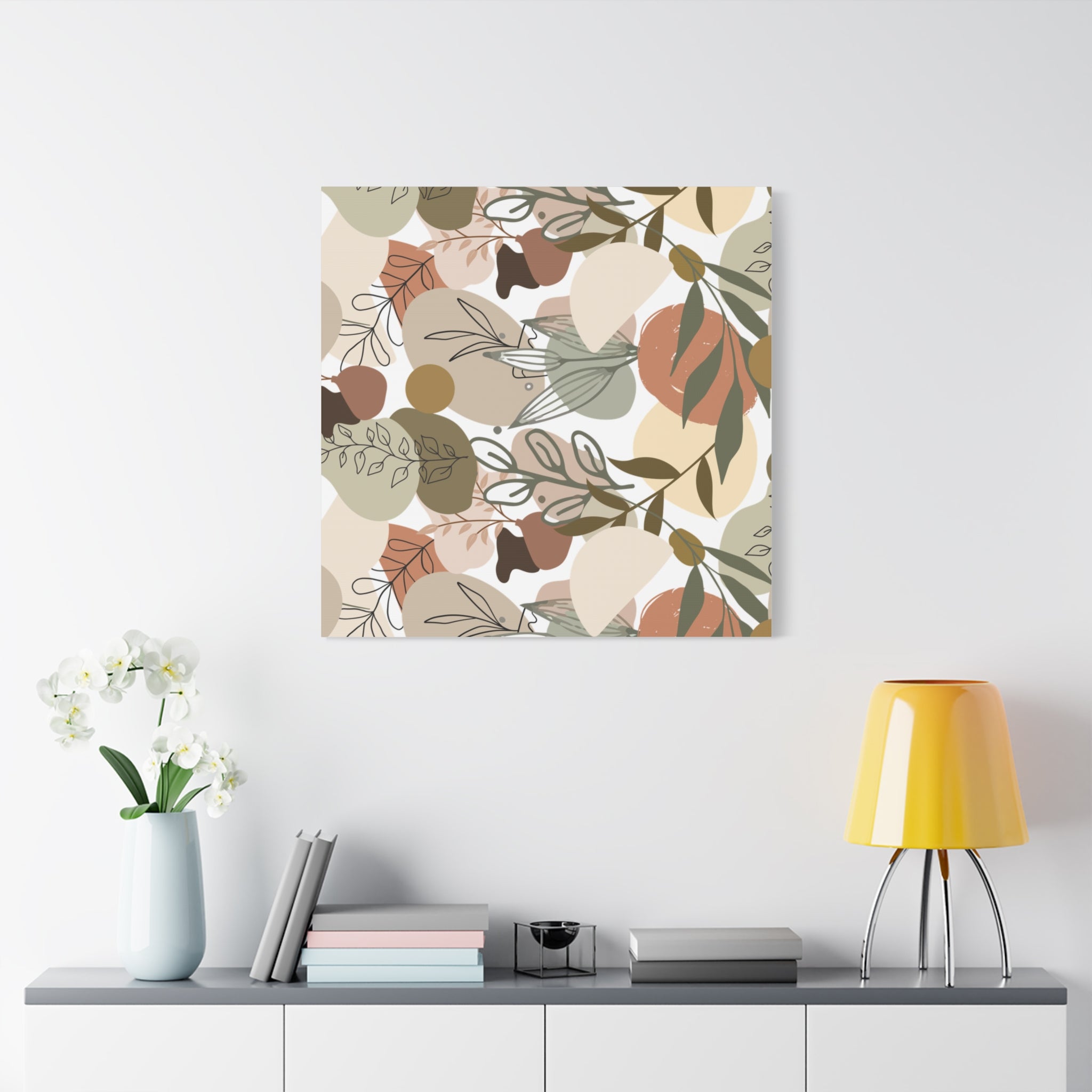 Abstract Modern Botanical Wall Art, Minimalist Line Art Canvas, Neutral Aesthetic Home Decor Print for Living Room or Bedroom, Matte Print, Stretched 1.25" Ready to Hang