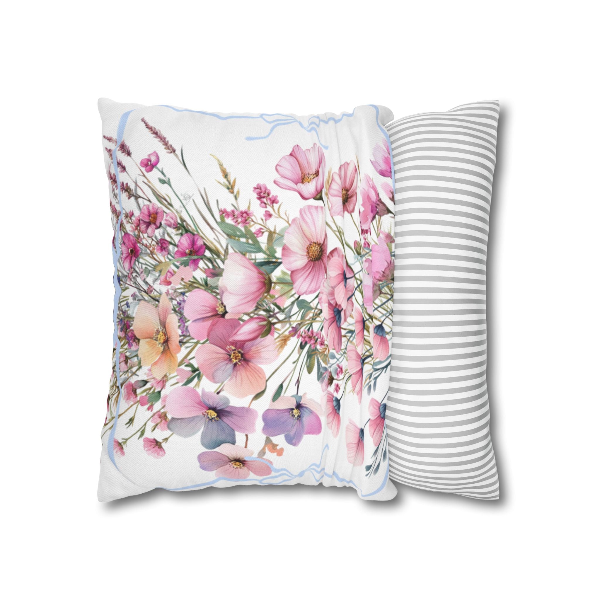 BLUESKYDEZIGN Spring Pink Purple Blossom Pillow Cover - Botanical Decor