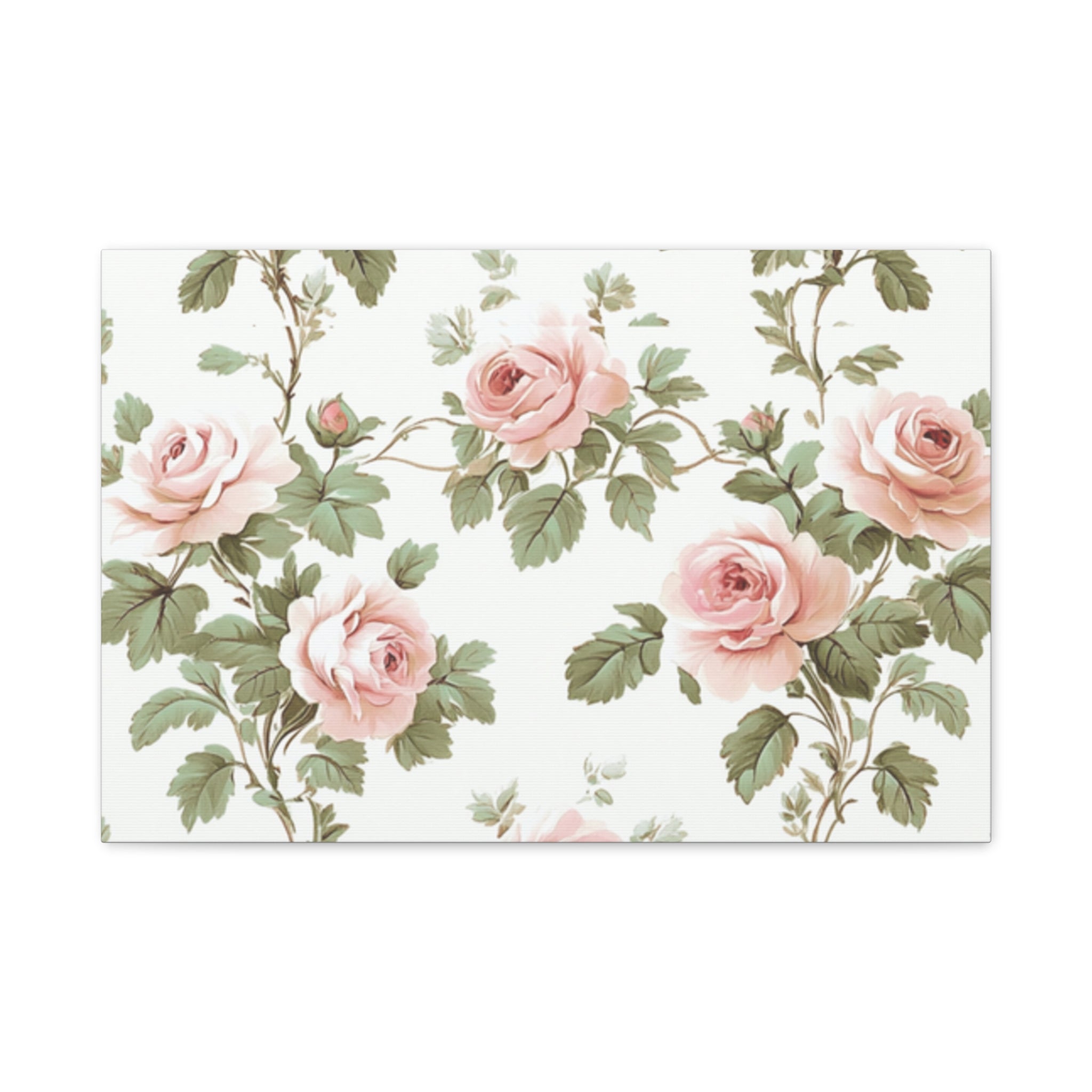 Vintage Pink Rose Matte Canvas Wall Art, Botanical Floral Print, Romantic Cottagecore Home Decor, Stretched 1.25" Canvas
