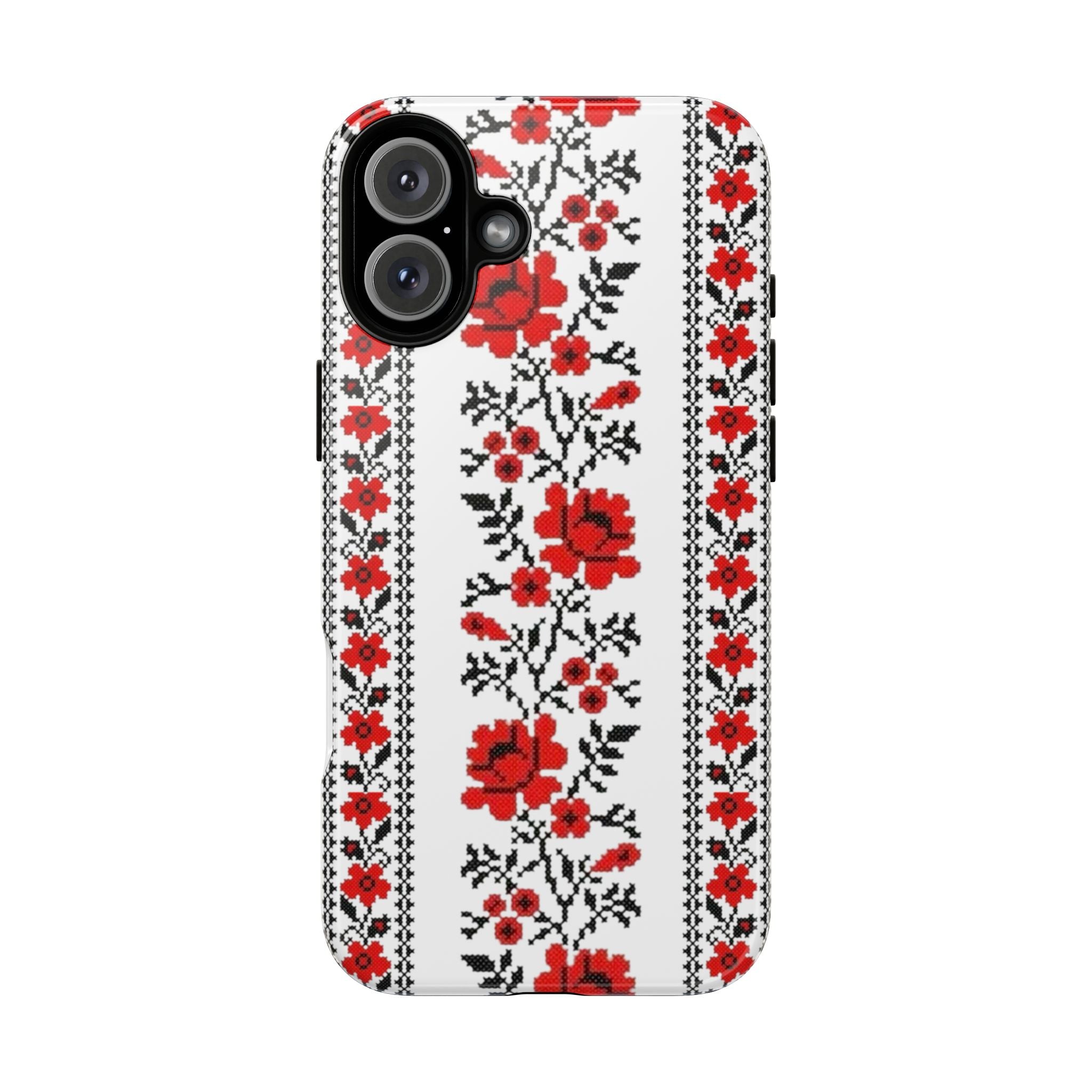 Ukrainian Embroidery iPhone Case  Red Black Traditional Pattern Protective Phone Cover
