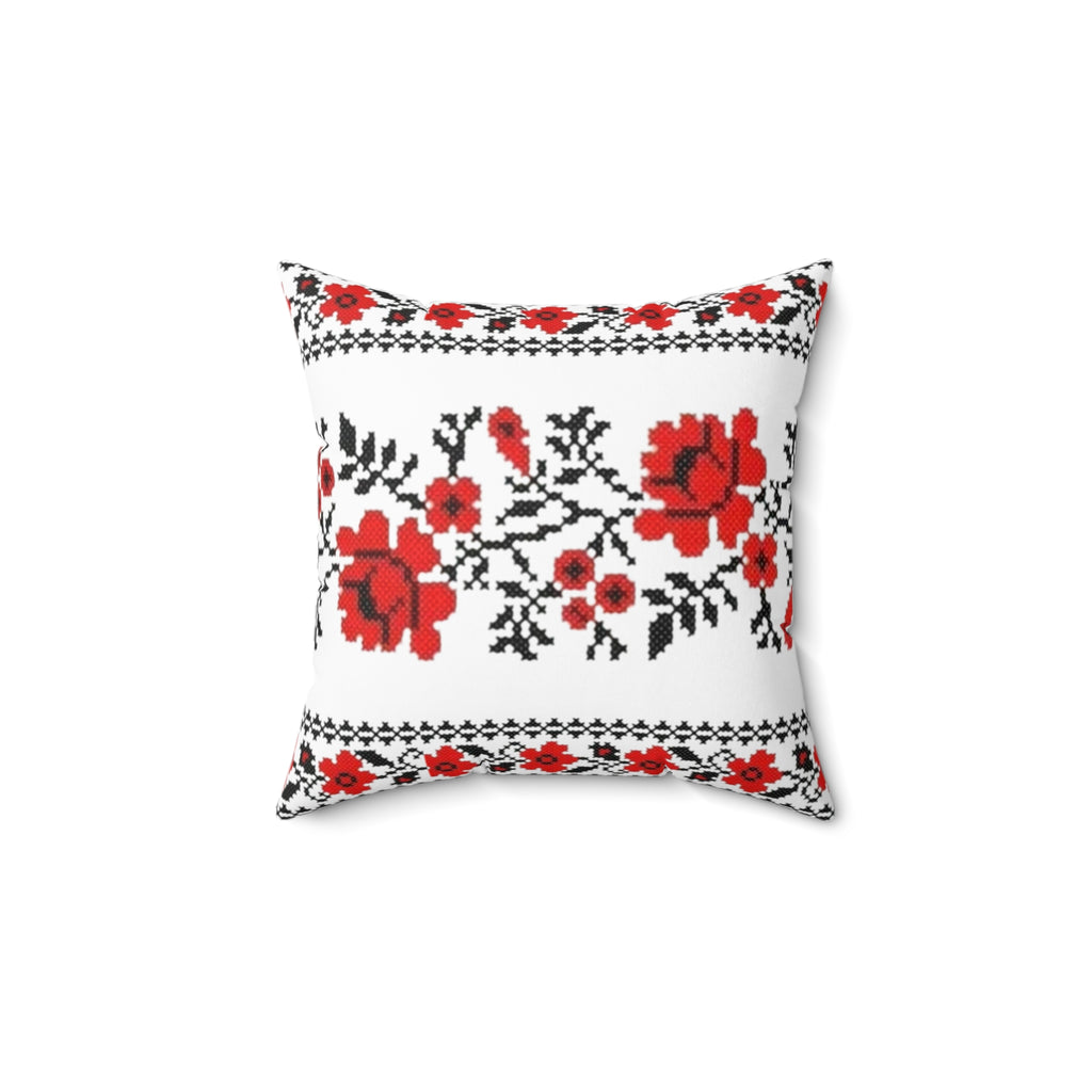 BLUESKYDEZIGN Ukrainian Red Black Folk Embroidery Pillow - Heritage Decor