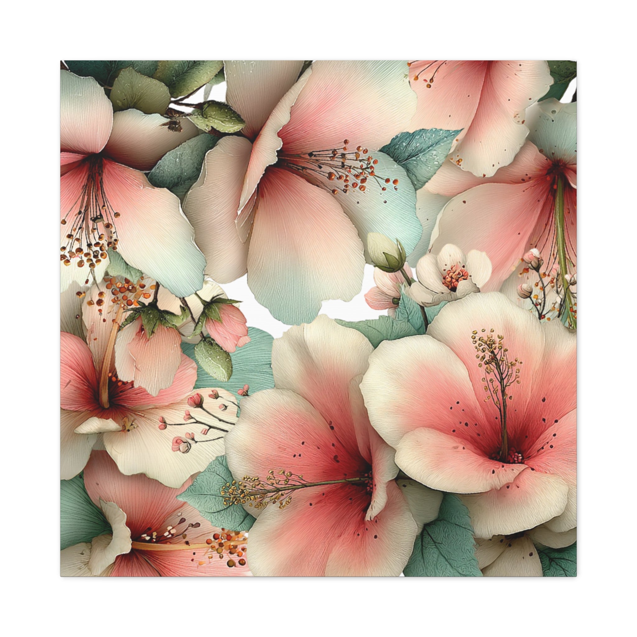 Pastel Floral Matte Canvas Wall Art, Soft Botanical Print, Modern Home Decor, Watercolor Flower Artwork, Stretched 1.25" Canvas