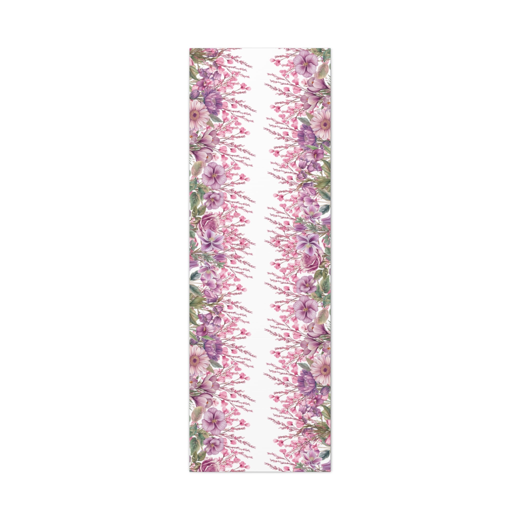 Floral Matte Canvas Wall Art, Pink Purple Botanical Print, Modern Symmetrical Flower Design, Stretched 1.25" Canvas Home Decor