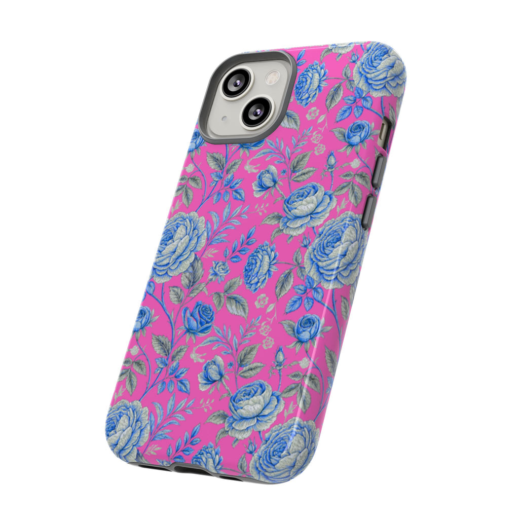 Pink & Blue Rose Floral Tough Phone Case | iPhone & Samsung | Glossy or Matte