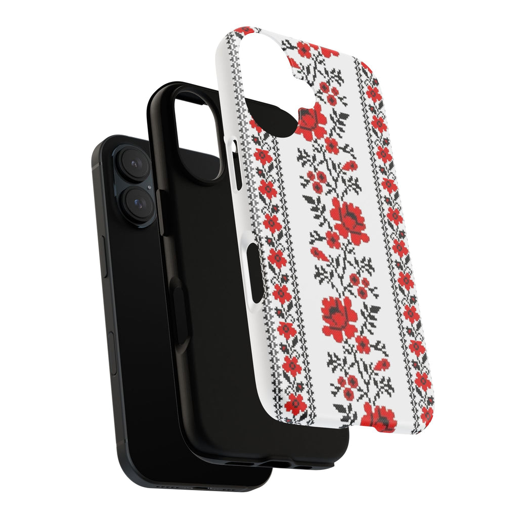 Ukrainian Embroidery iPhone Case  Red Black Traditional Pattern Protective Phone Cover