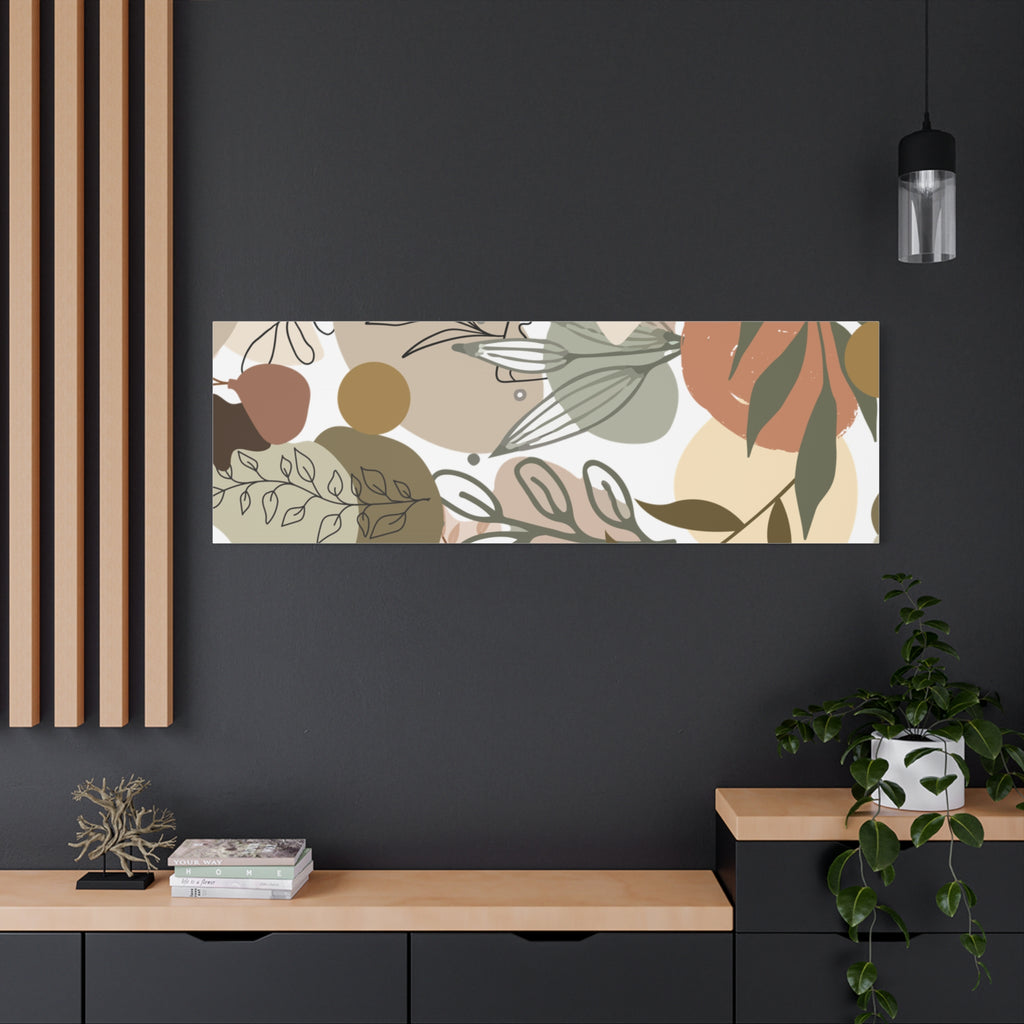 Abstract Modern Botanical Wall Art, Minimalist Line Art Canvas, Neutral Aesthetic Home Decor Print for Living Room or Bedroom, Matte Print, Stretched 1.25" Ready to Hang