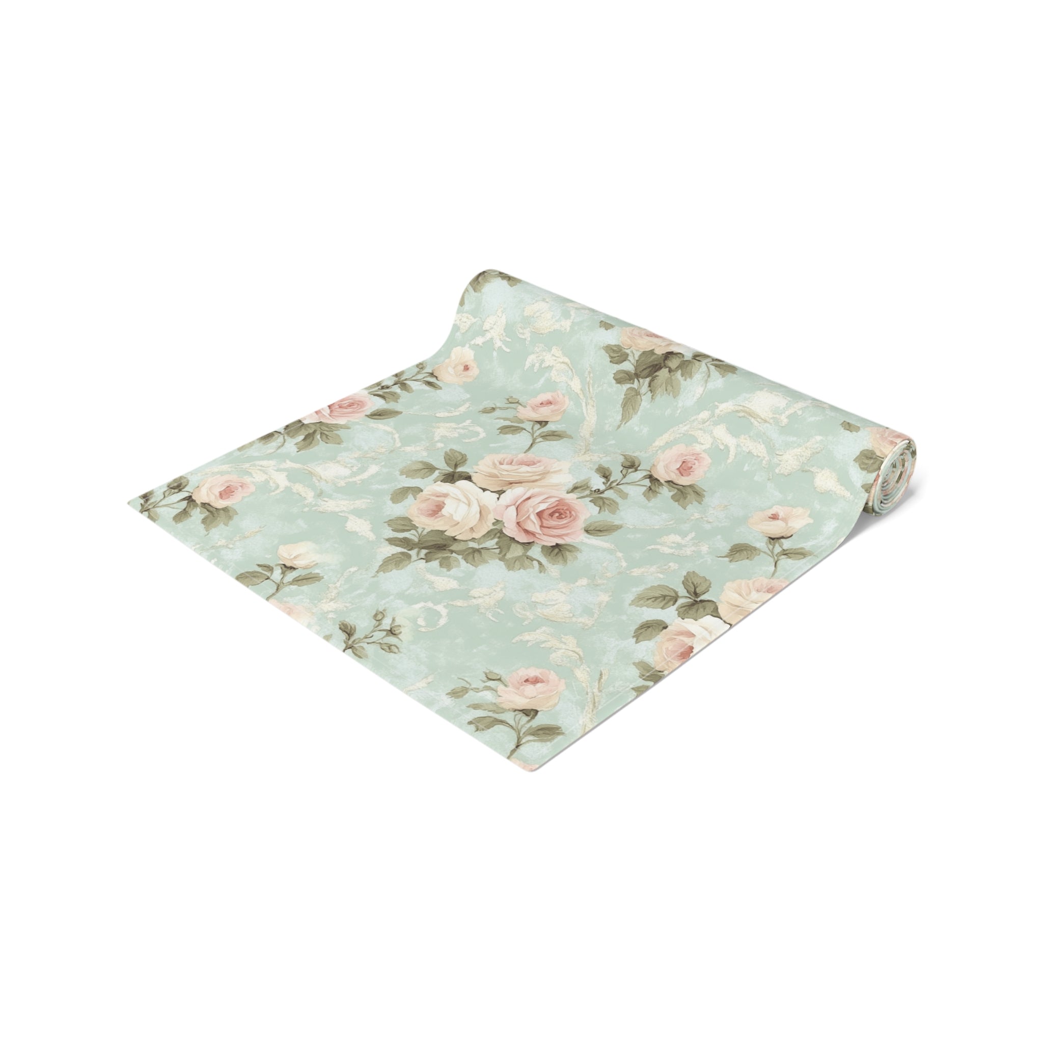 Vintage Pink Rose Pattern Table Runner | Floral Table Runner