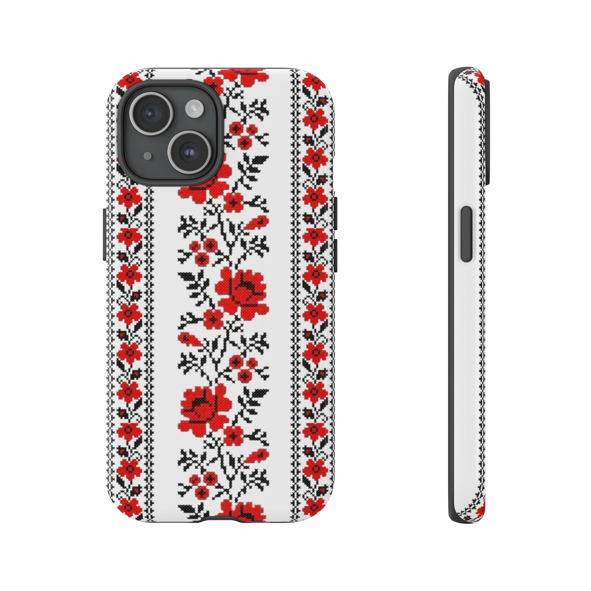 Ukrainian Embroidery iPhone Case  Red Black Traditional Pattern Protective Phone Cover