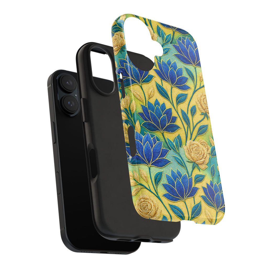 Blue Lotus Phone Case, Yellow Floral iPhone Cover, Tough Flower Phone Case, Ukrainian Bloom Phone Shell, Botanical Protective Case, Samsung Galaxy Flower Case