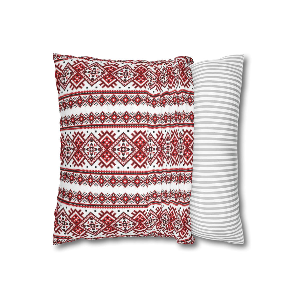 BLUESKYDEZIGN Ukrainian Traditional Pillow Cover - Red Black Folk Art