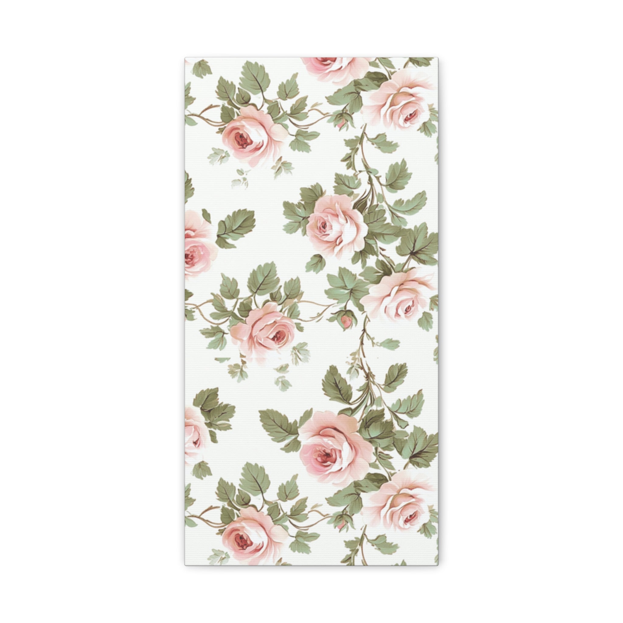 Vintage Pink Rose Matte Canvas Wall Art, Botanical Floral Print, Romantic Cottagecore Home Decor, Stretched 1.25" Canvas