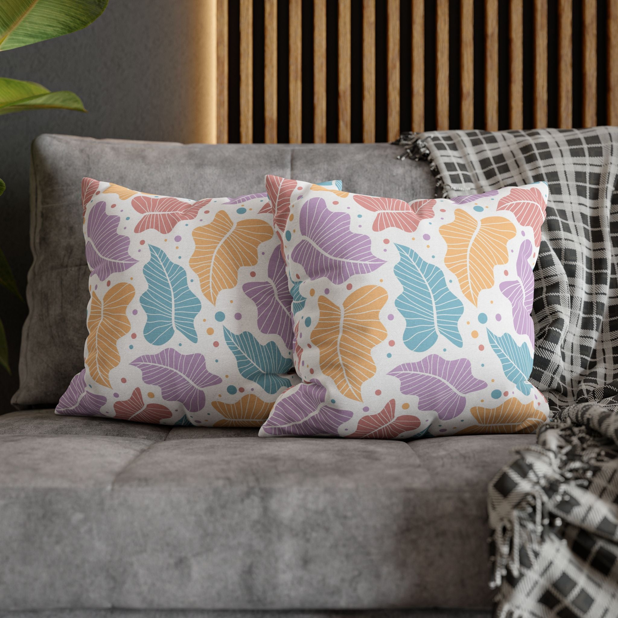 Pastel Leaf Pillow Cover