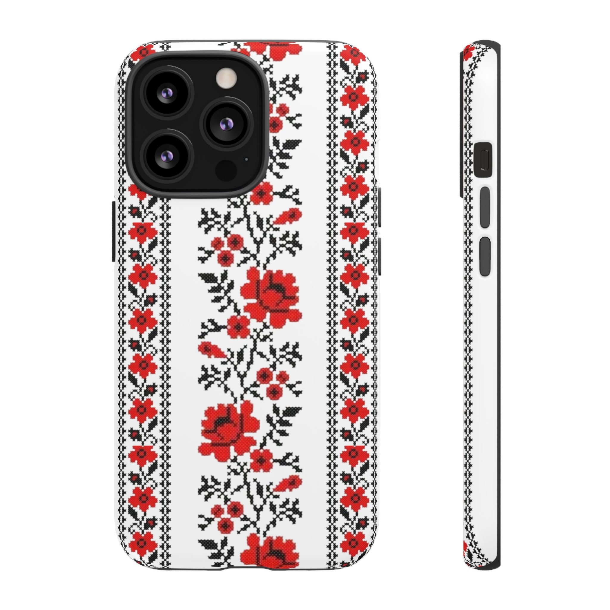 Ukrainian Embroidery iPhone Case  Red Black Traditional Pattern Protective Phone Cover