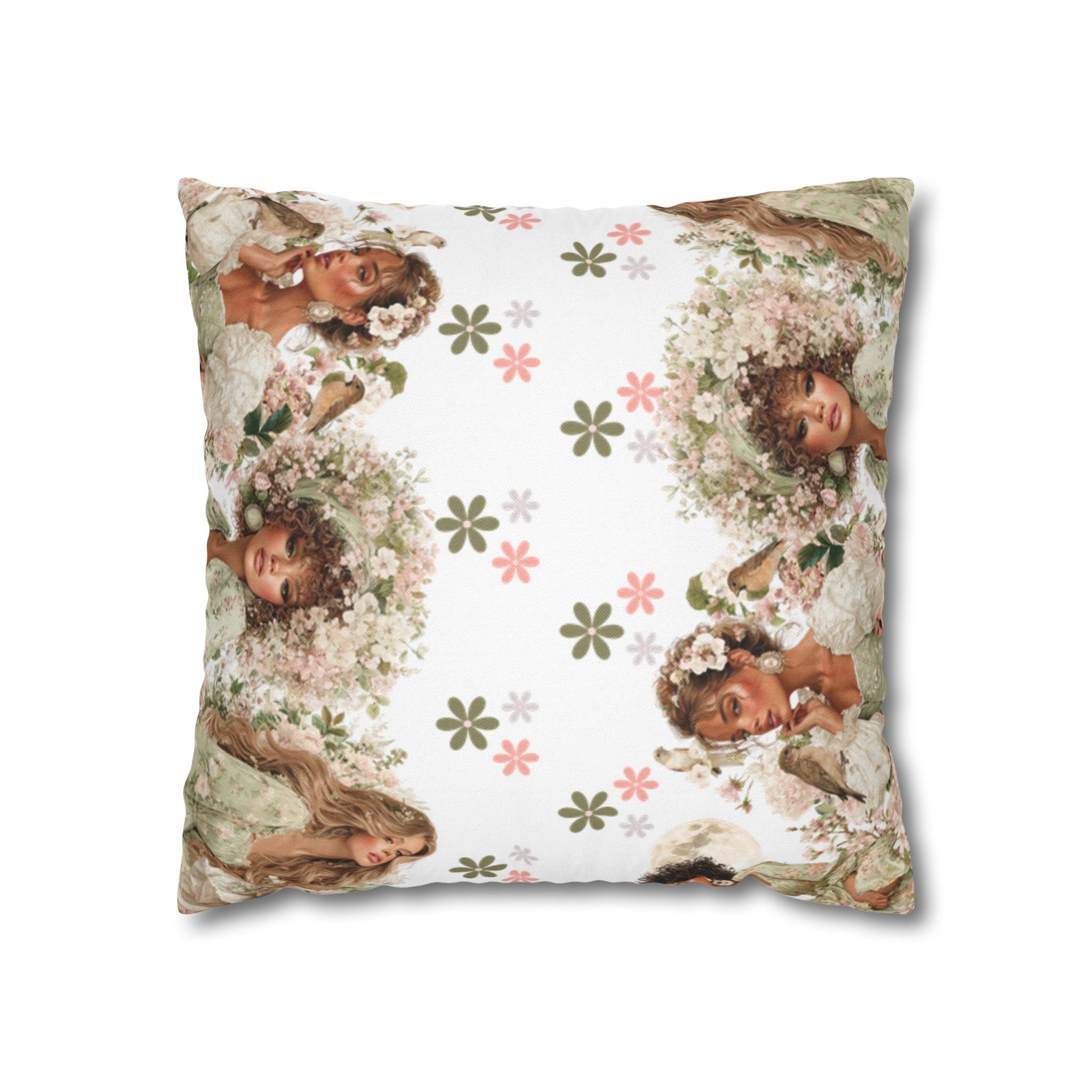 Afrocentric Floral Pillowcase 1piece, Artistic Women Illustration Cushion Covers, 4 Sizes, Modern Boho Throw Pillow Case, Art Decor