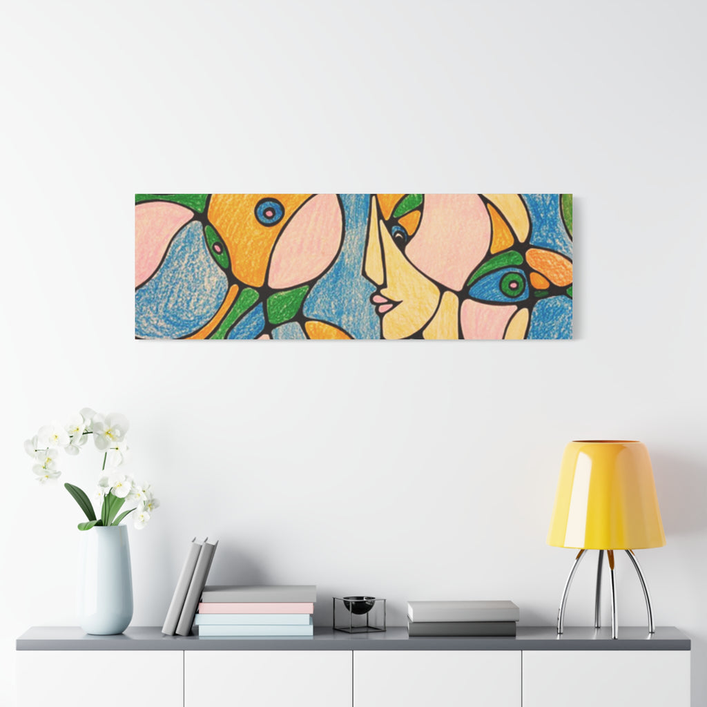Abstract Colorful Faces Canvas Art, Vibrant Modern Wall Decor, Surreal Cubist Style Matte Print, Stretched 1.25" Ready to Hang