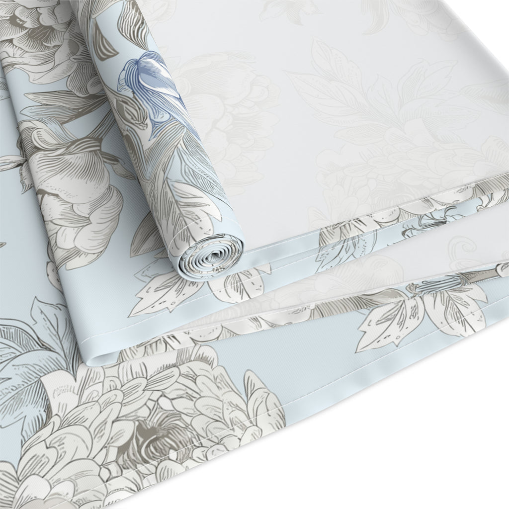 BLUESKYDEZIGN Blue Floral Table Runner - French Country Vintage Cottage Decor