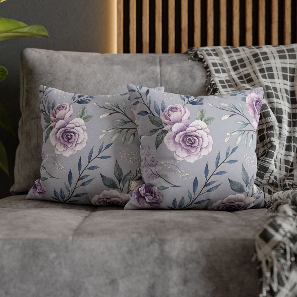 BLUESKYDEZIGN Purple Rose Floral Pillow Cover - Elegant Cottage Core Decor