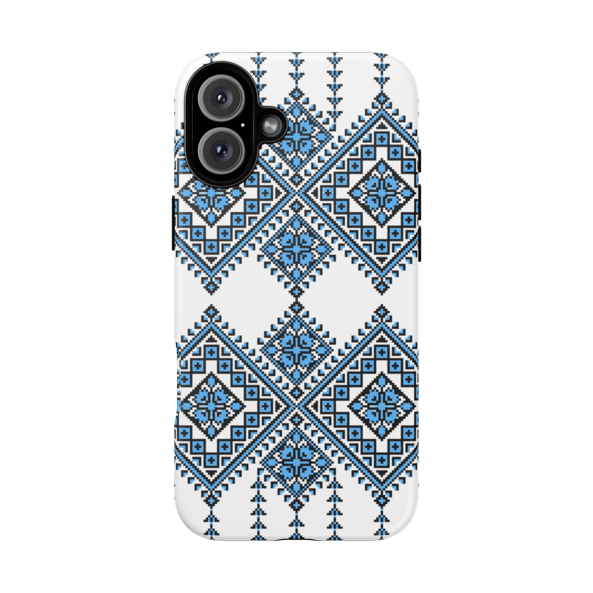 Blue Ukrainian traditional  Geometric Folk Pattern phone case, Tough Cases