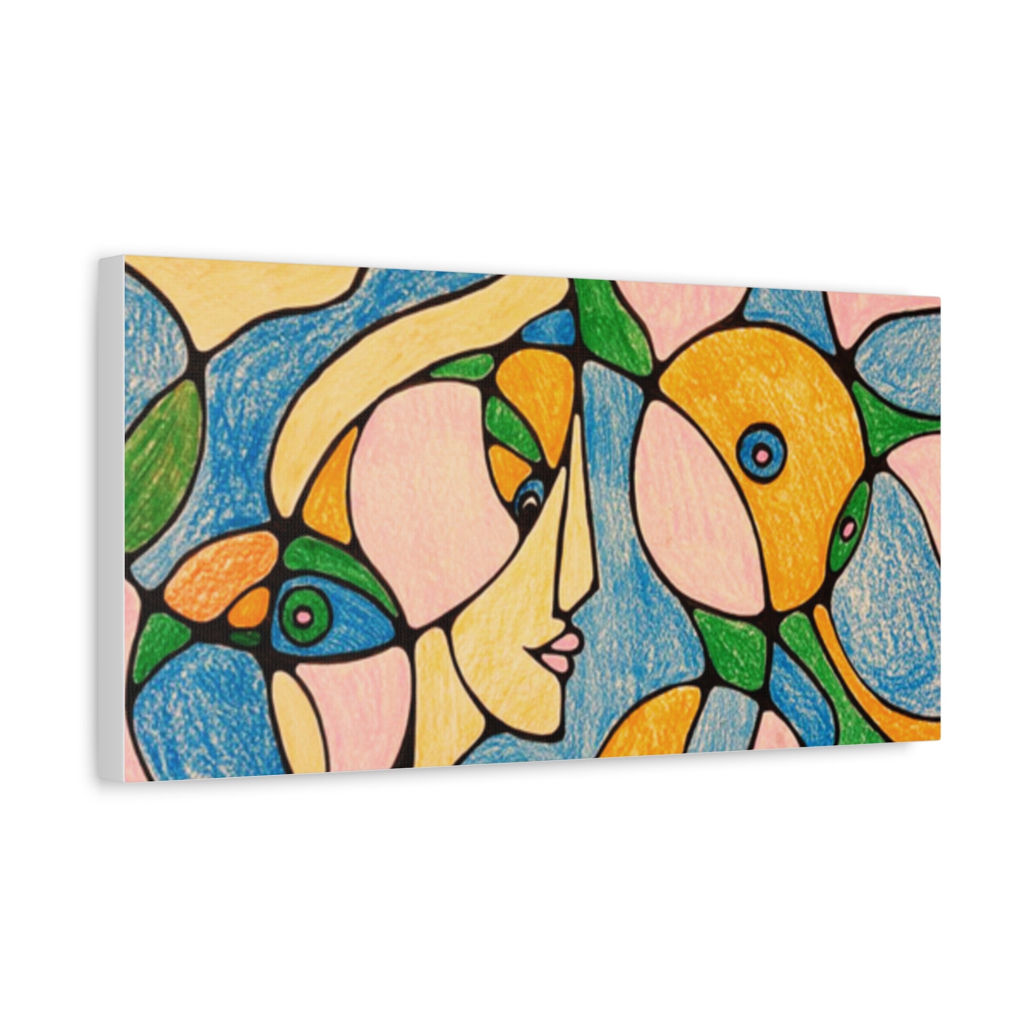 Abstract Colorful Faces Canvas Art, Vibrant Modern Wall Decor, Surreal Cubist Style Matte Print, Stretched 1.25" Ready to Hang