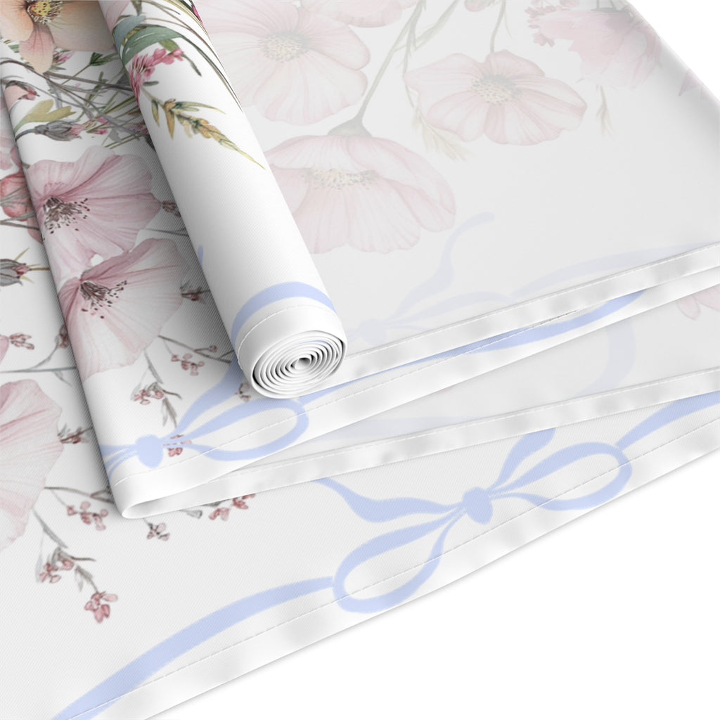 BLUESKYDEZIGN Spring Pink Purple Floral Table Runner - Botanical Wedding Decor