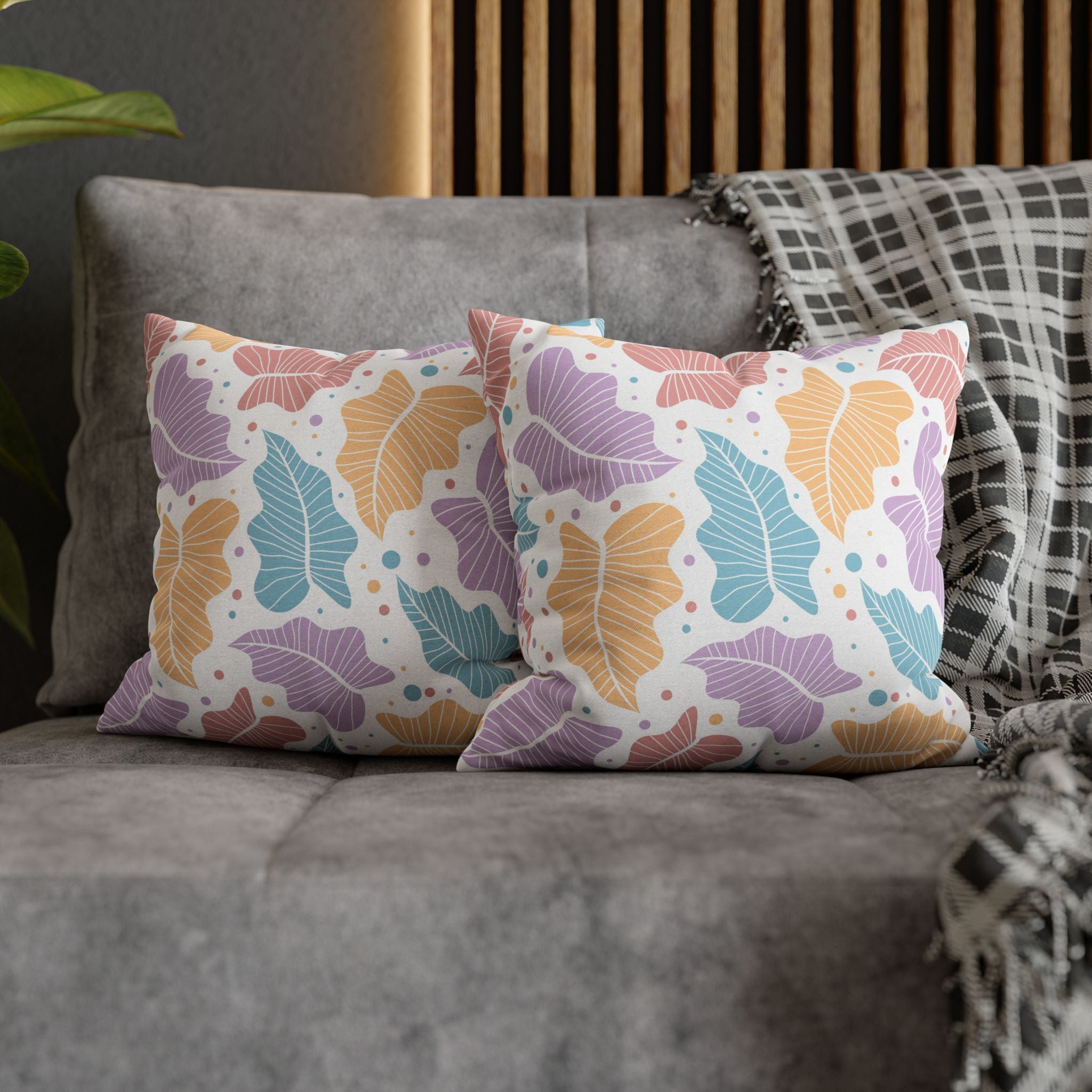 Pastel Leaf Pillow Cover