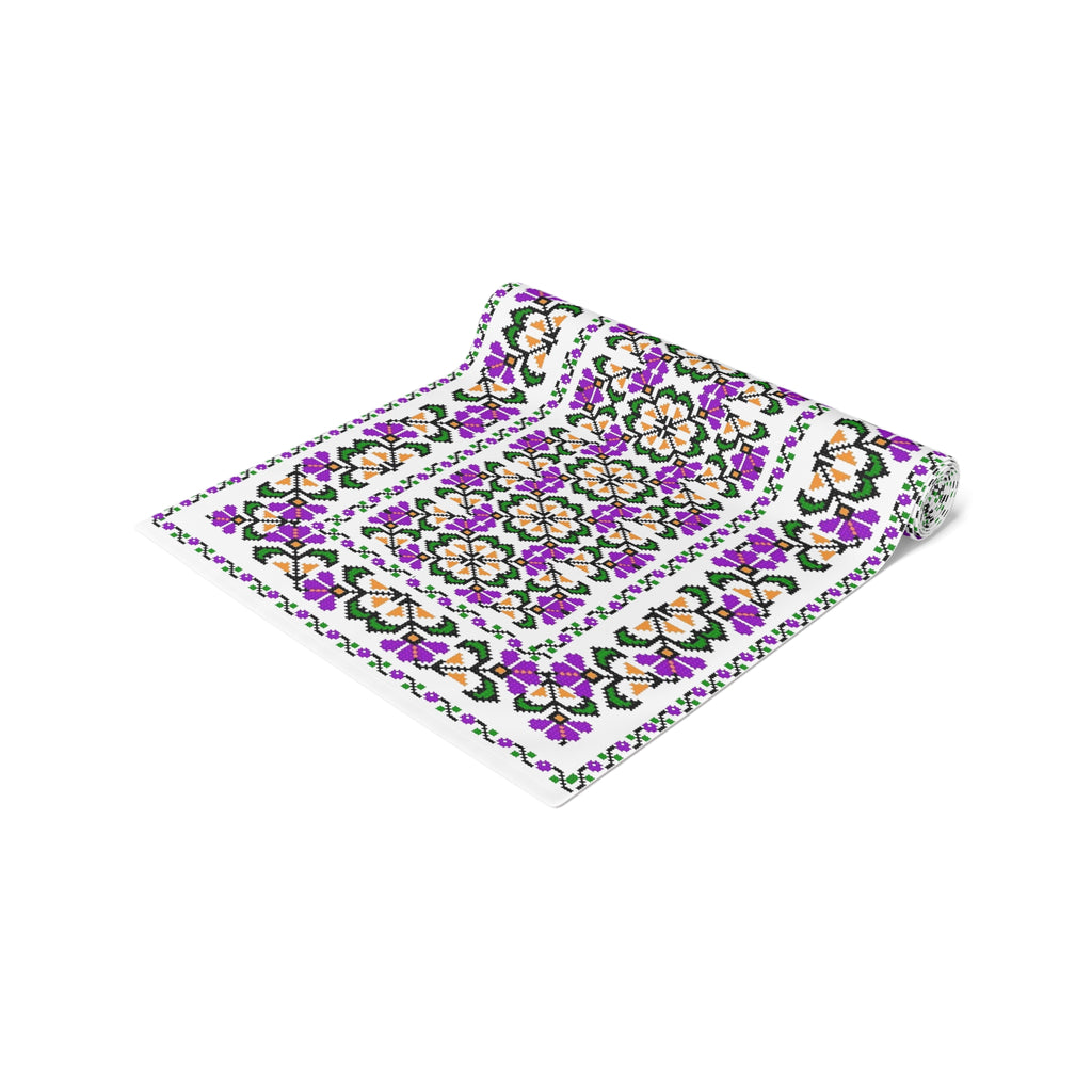 BLUESKYDEZIGN Ukrainian Purple Floral Table Runner