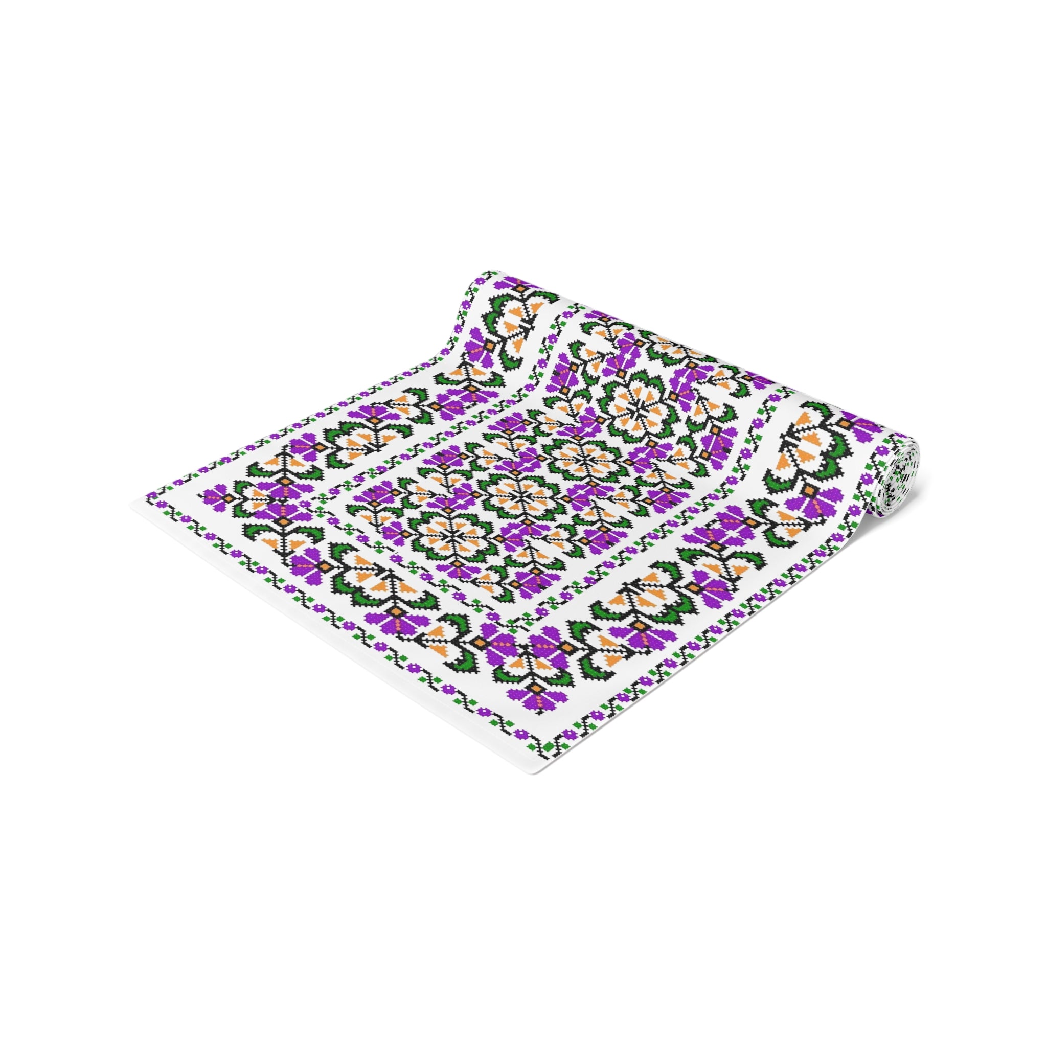 Ukrainian Traditional Purple Floral Pattern is Table Runner, Cotton Poly Dining home Decor, housewarming, cottage core