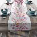 BLUESKYDEZIGN Spring Pink Purple Floral Table Runner - Botanical Wedding Decor