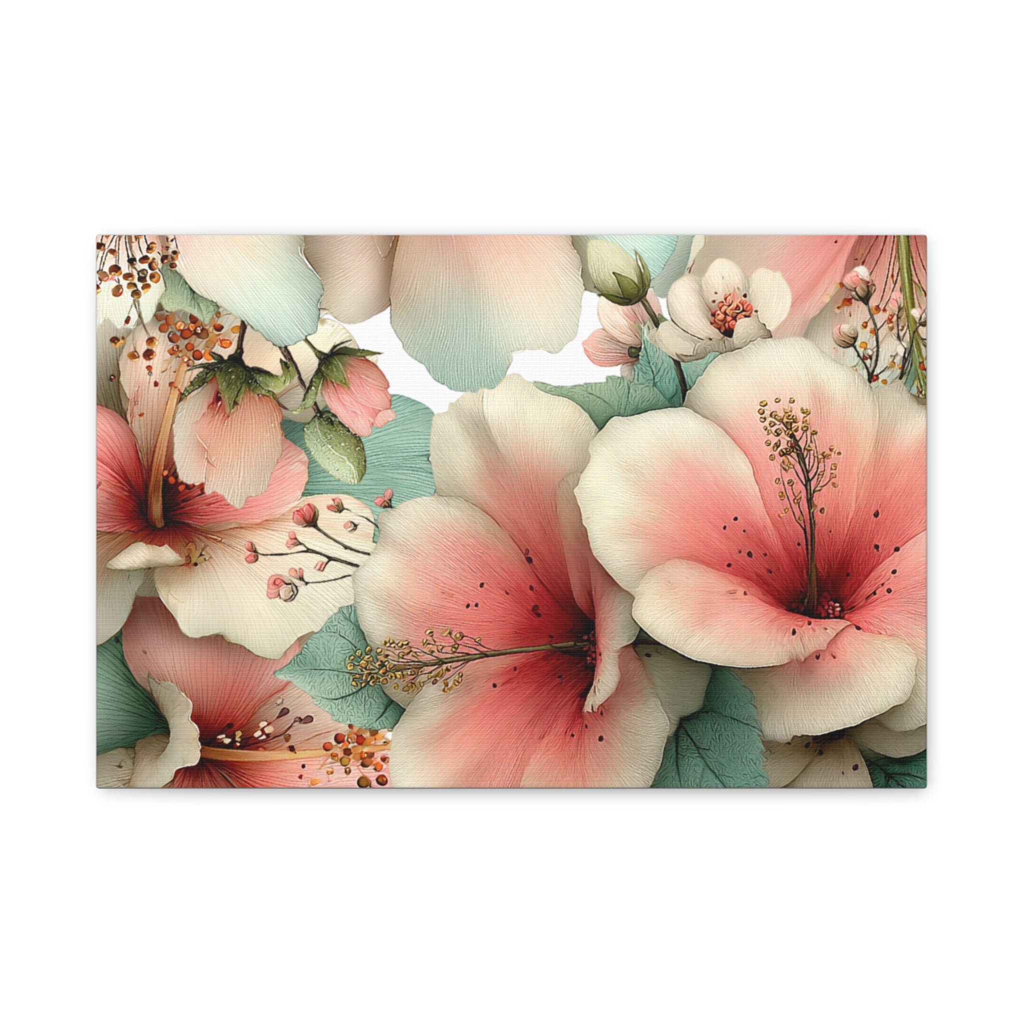 Pastel Floral Matte Canvas Wall Art, Soft Botanical Print, Modern Home Decor, Watercolor Flower Artwork, Stretched 1.25" Canvas