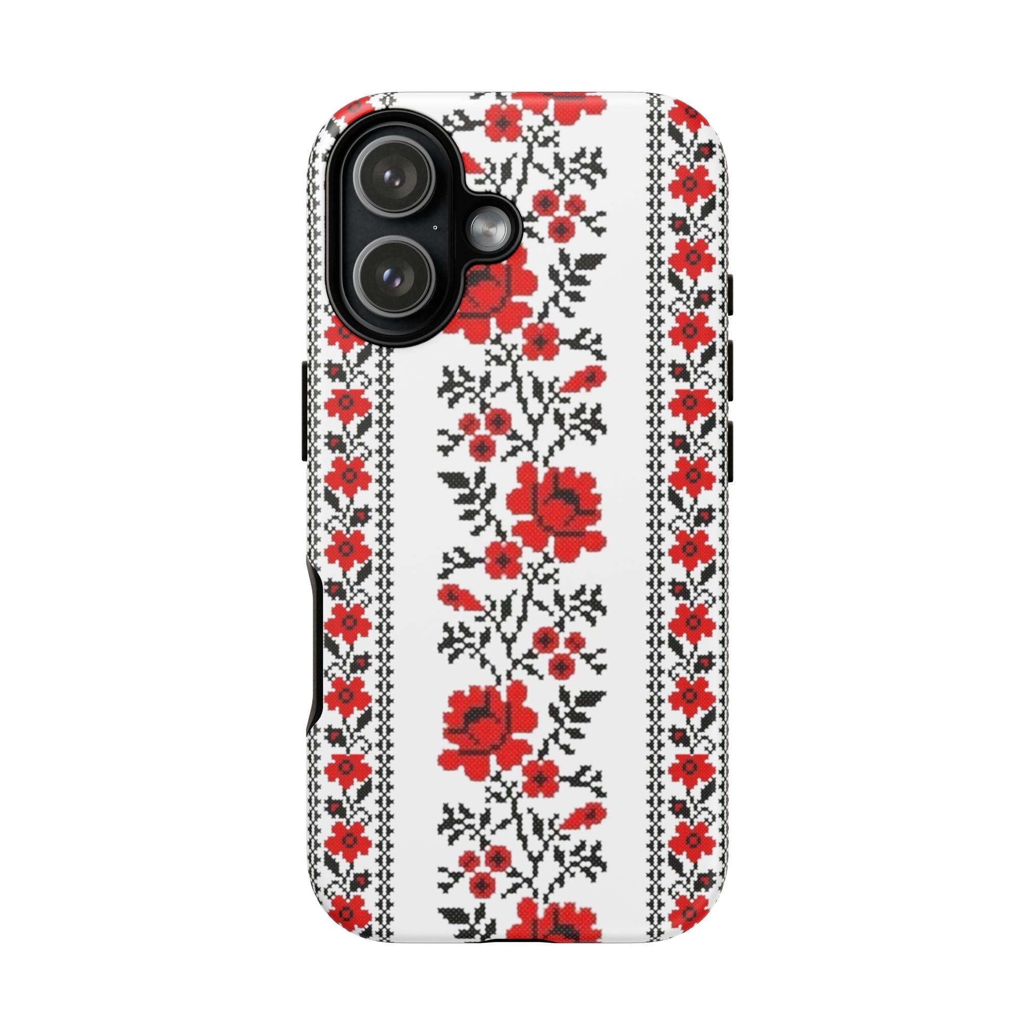 Ukrainian Embroidery iPhone Case  Red Black Traditional Pattern Protective Phone Cover