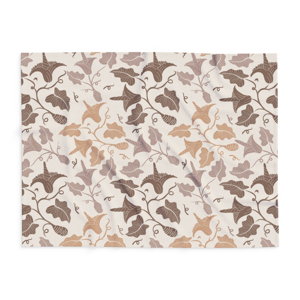 Beige Leaves Fleece Blanket