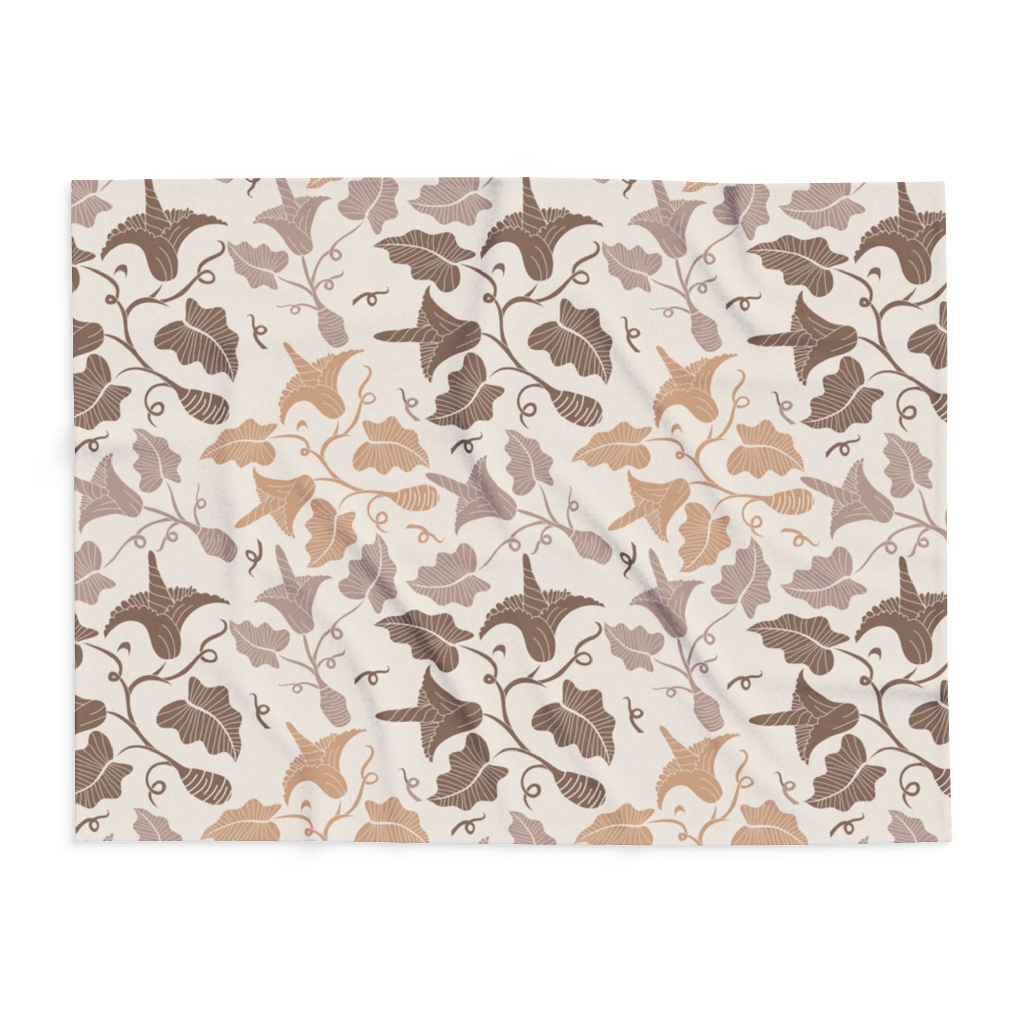 Beige Leaves Arctic Fleece  Blanket, Nature Home Decor,Throw over Lap, beige Background,gift for parents, bedroom, housewarming,cottage core