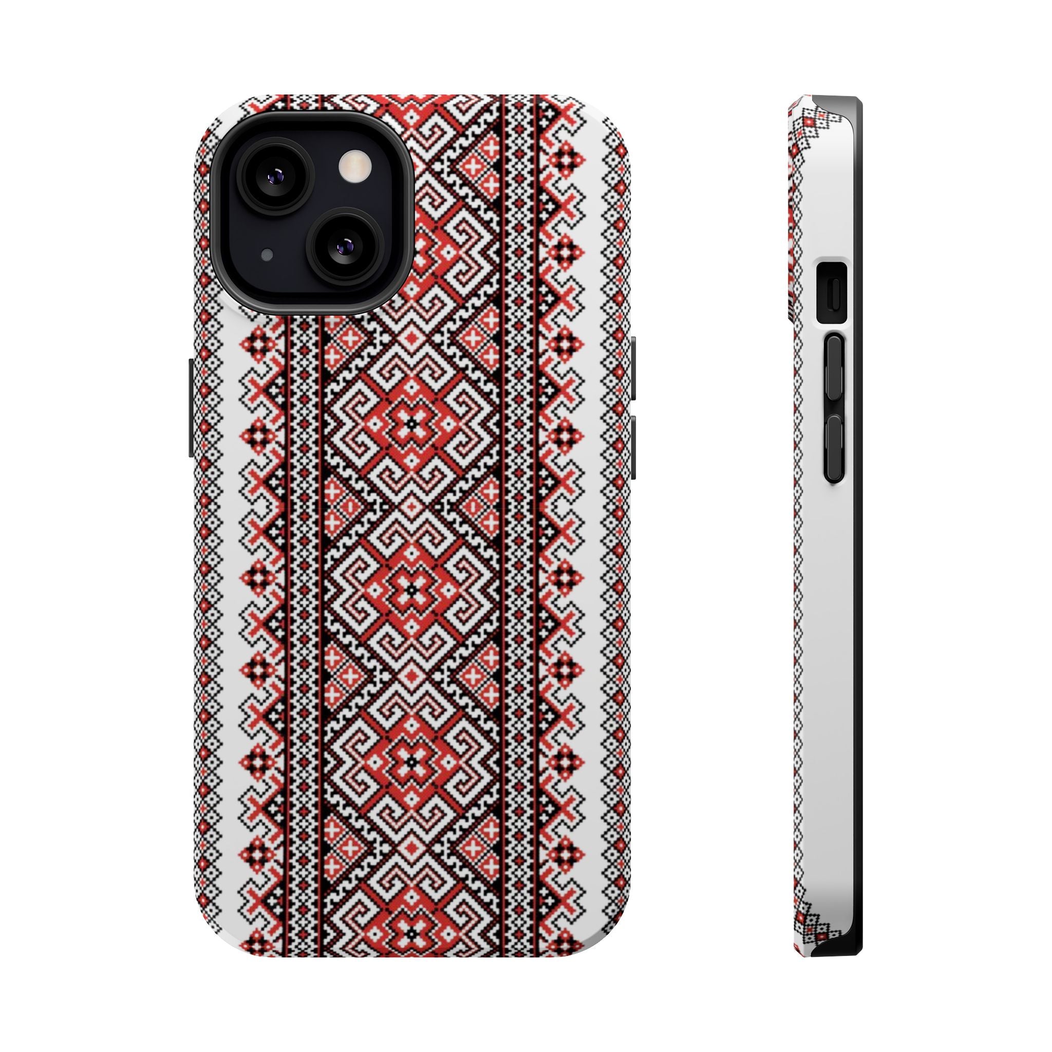Traditional Ukrainian Red-Black Pattern Phone Case | Magnetic Impact-Resistant Case