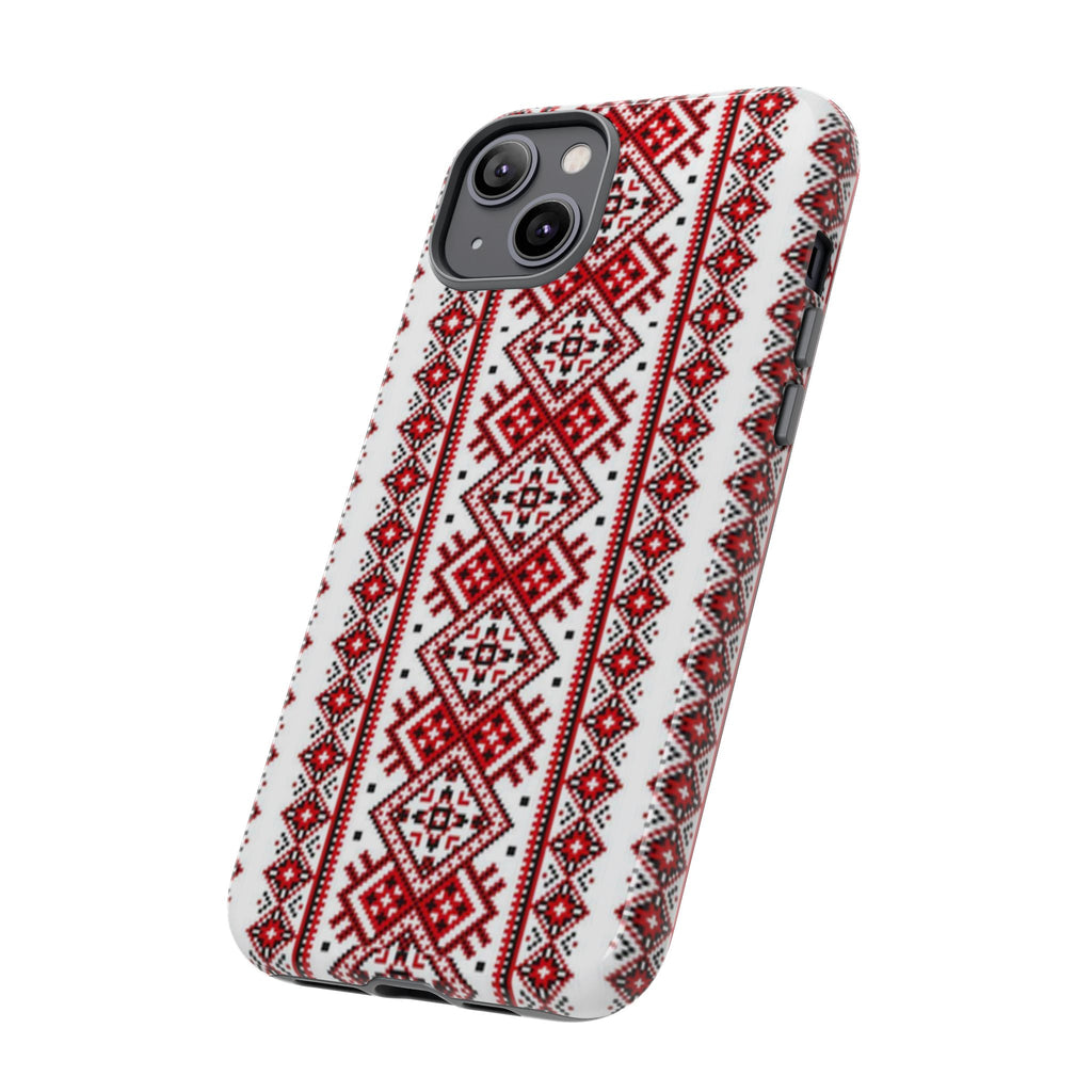 Ukrainian Embroidery iPhone Case  Red Black Traditional Pattern Protective Phone Cover, Gift idea
