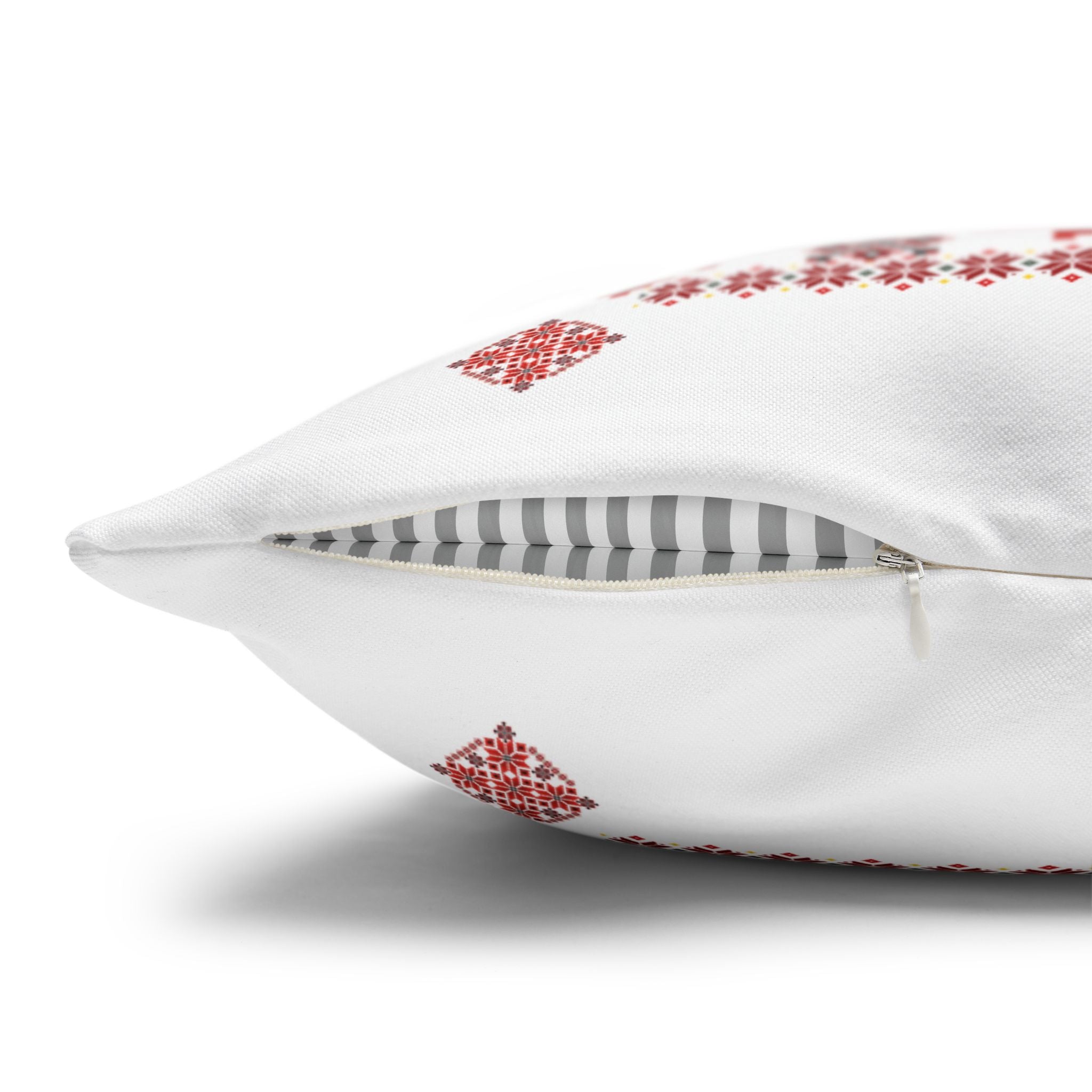 Ukrainian Red-Black Folk Pattern Pillowcase. Decorative Cushion Cover. Traditional Slavic Ornament. Boho Ethnic Home Decor Gift