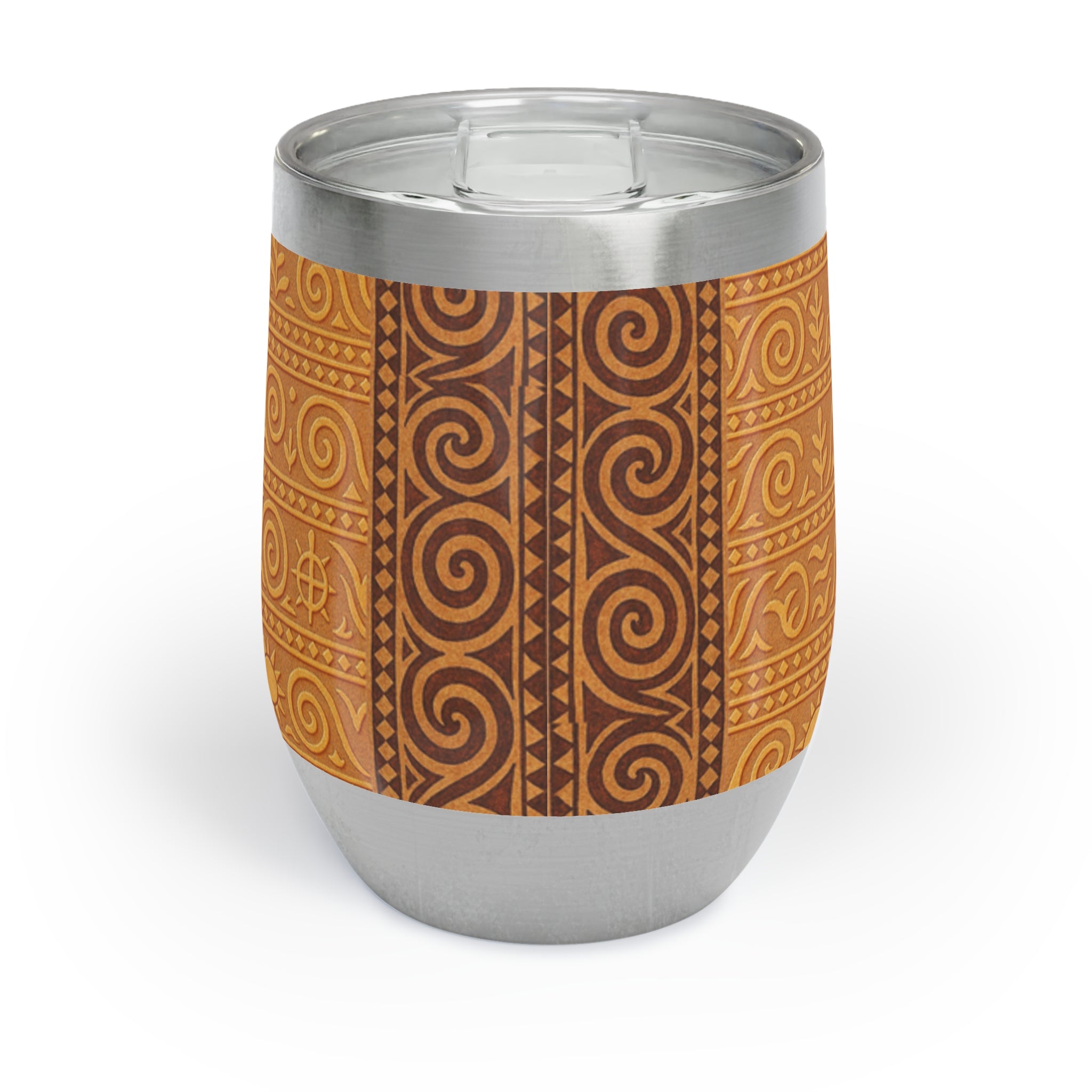 Trypillian Code Insulated Wine Tumbler | Ancient Symbol Terracotta Heritage 12oz