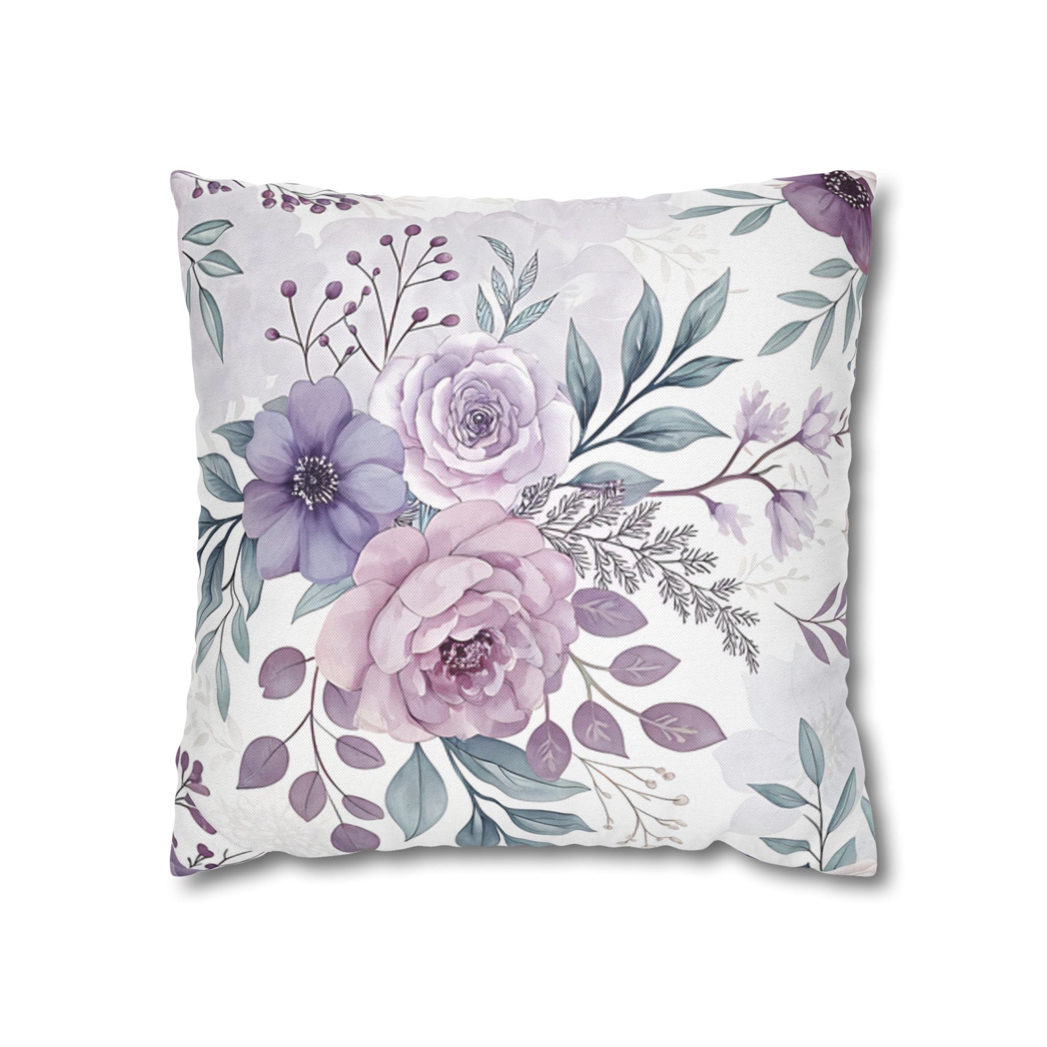 BLUESKYDEZIGN Spring Floral Pillow Cover - Watercolor Flower Cushion, Cottagecore Boho Home Decor