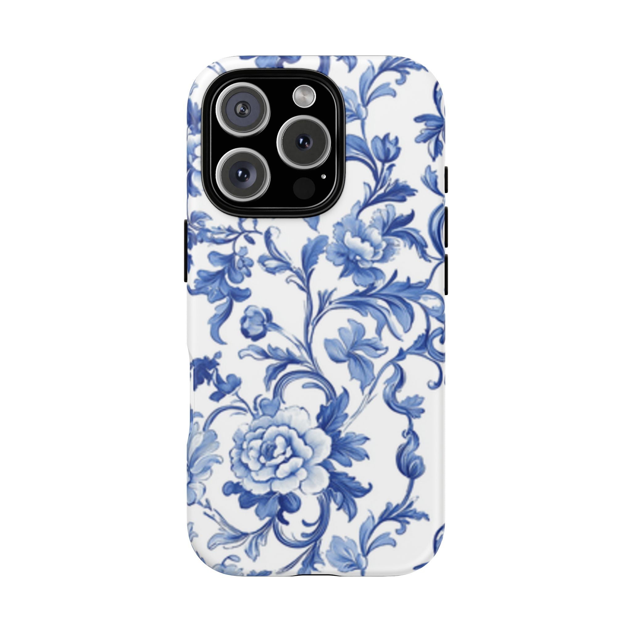 Blue Vintage Toile-inspired romantic Floral Phone Case, Tough Case, spring gift