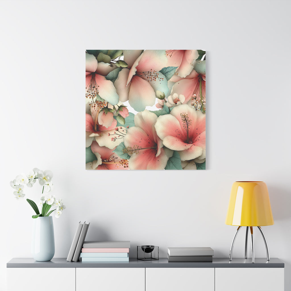 Pastel Floral Matte Canvas Wall Art, Soft Botanical Print, Modern Home Decor, Watercolor Flower Artwork, Stretched 1.25" Canvas
