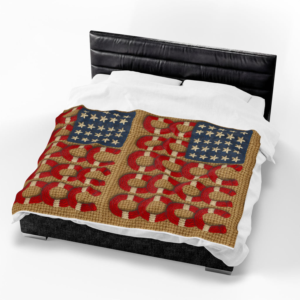 Rooted Knot Plush Blanket | Patriotic Farmhouse Throw | Americana Velveteen | 3 Sizes