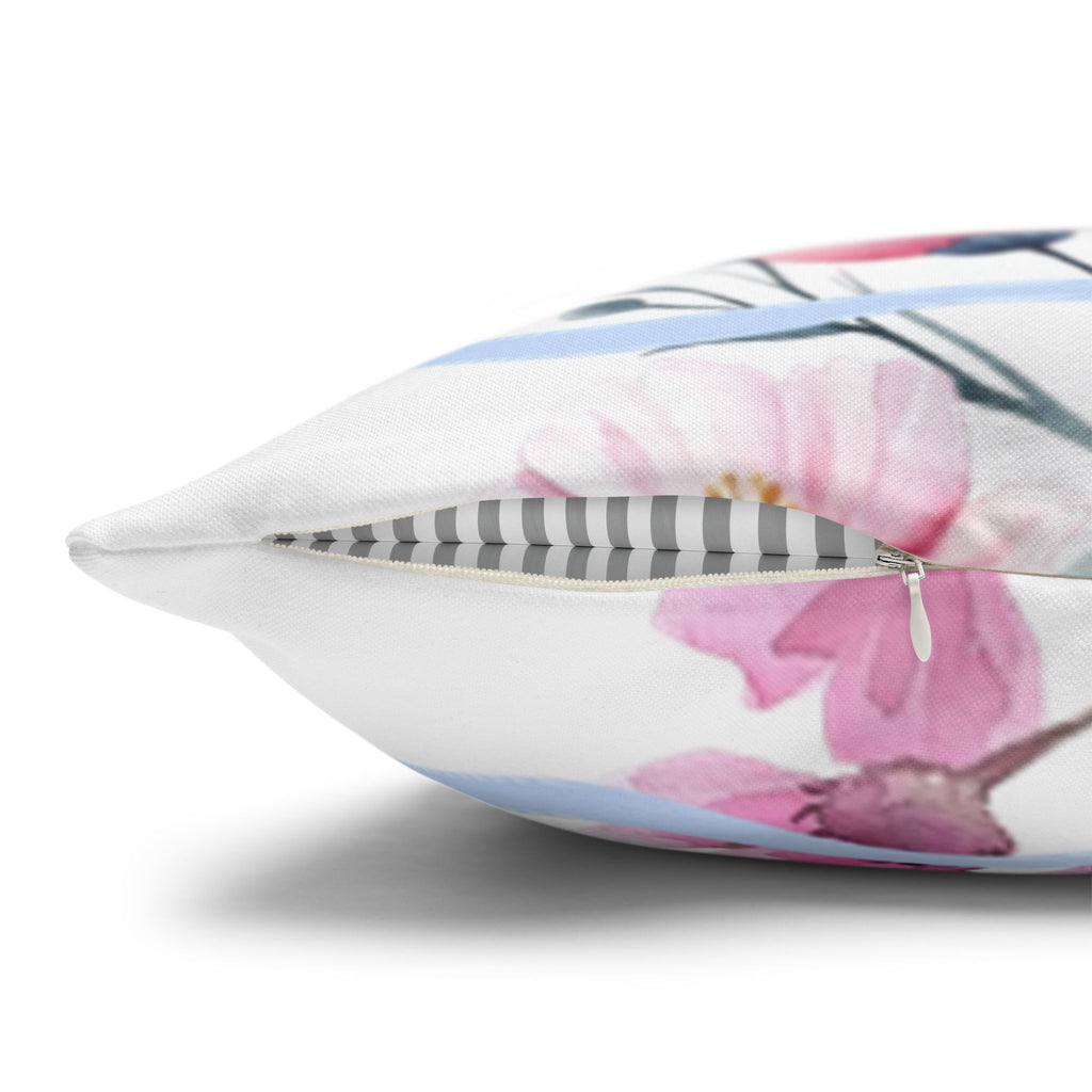 BLUESKYDEZIGN Spring Pink Purple Blossom Pillow Cover - Botanical Decor