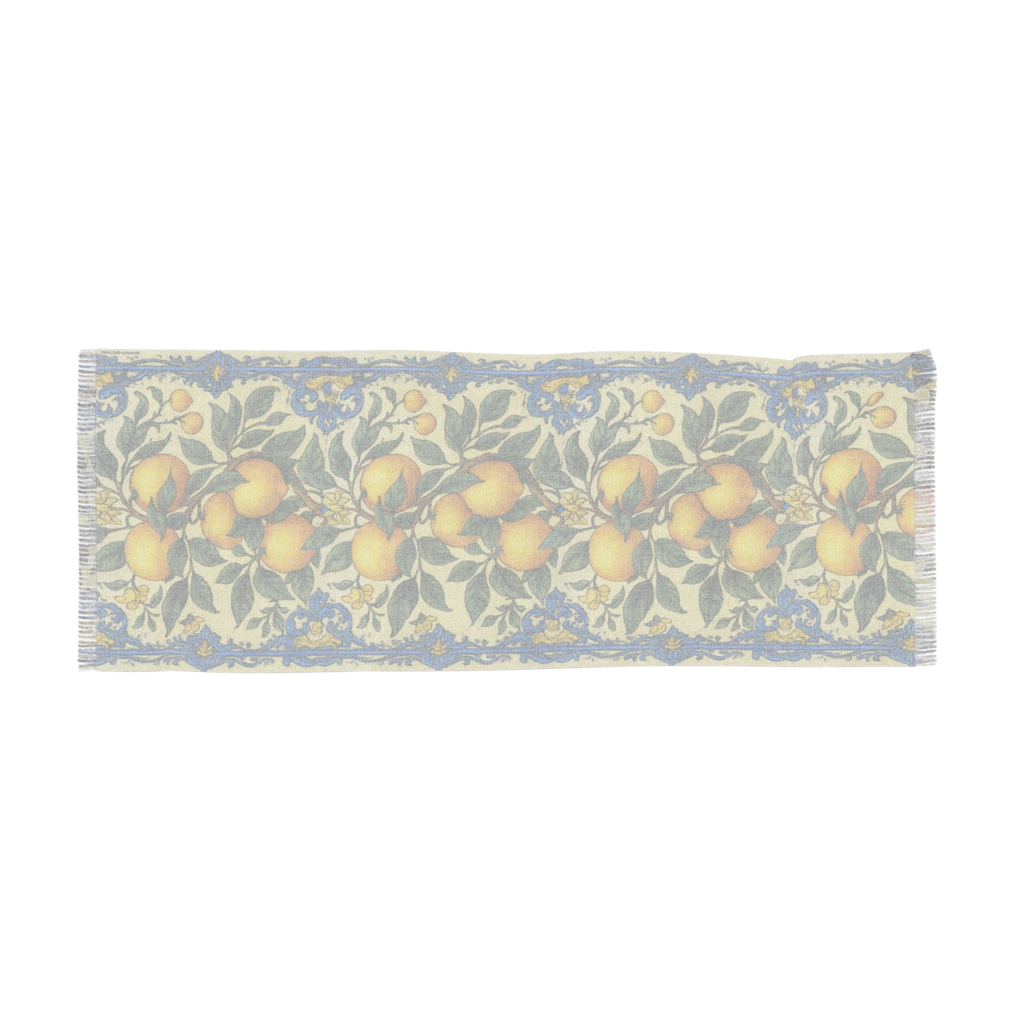 Citrus Riviera Lemon Botanical Scarf – Mediterranean Silk-Feel Lightweight Shawl & Wrap 27”×71”