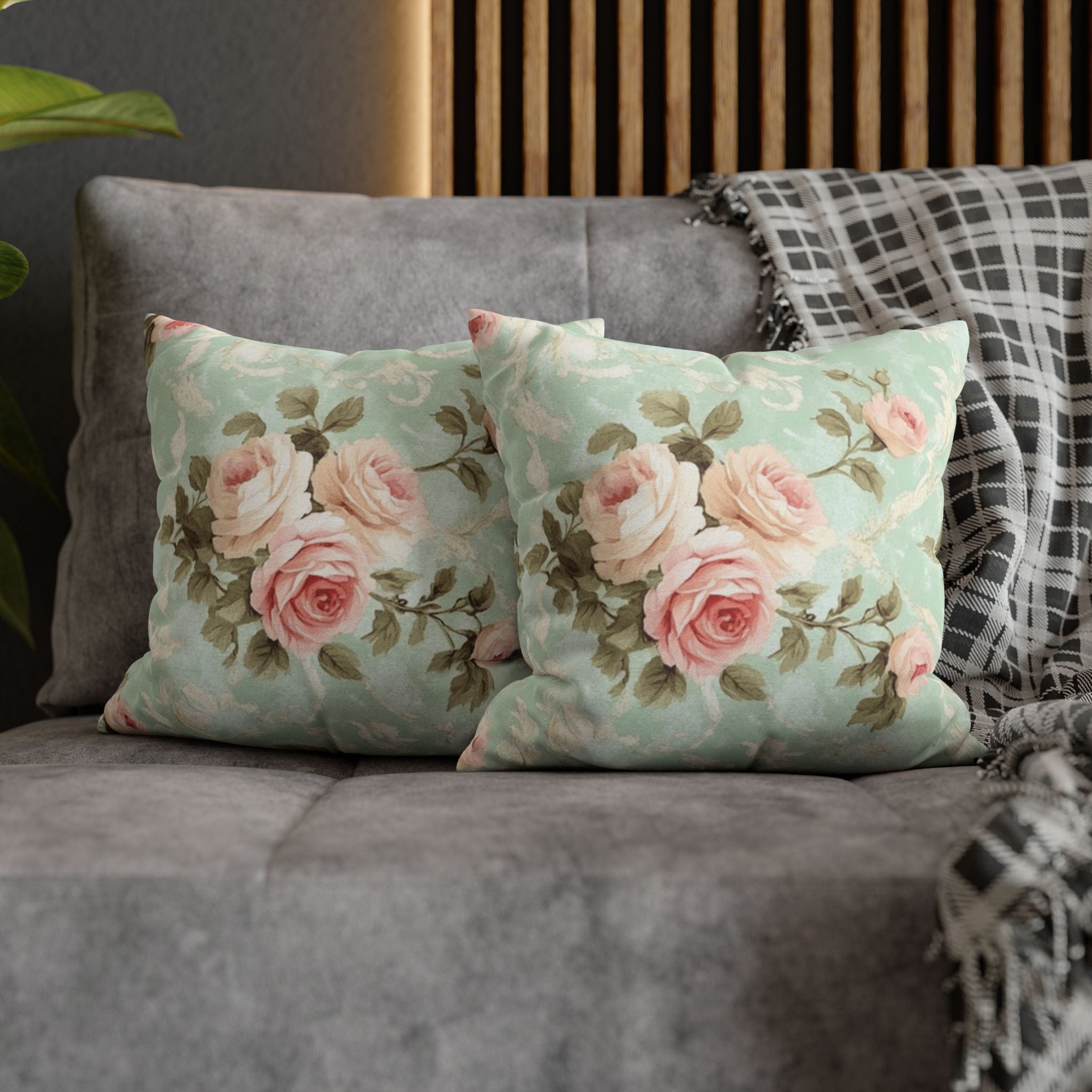 Vintage Pink Rose Pattern Pillowcase | Floral Throw Pillowcase