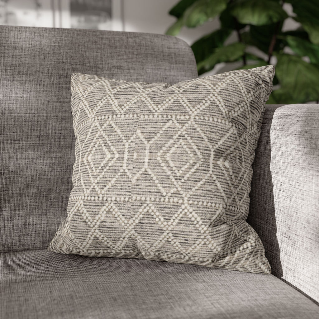 Sand & Stone Diamond Weave Pillow Cover | Farmhouse Heritage Ivory Cushion