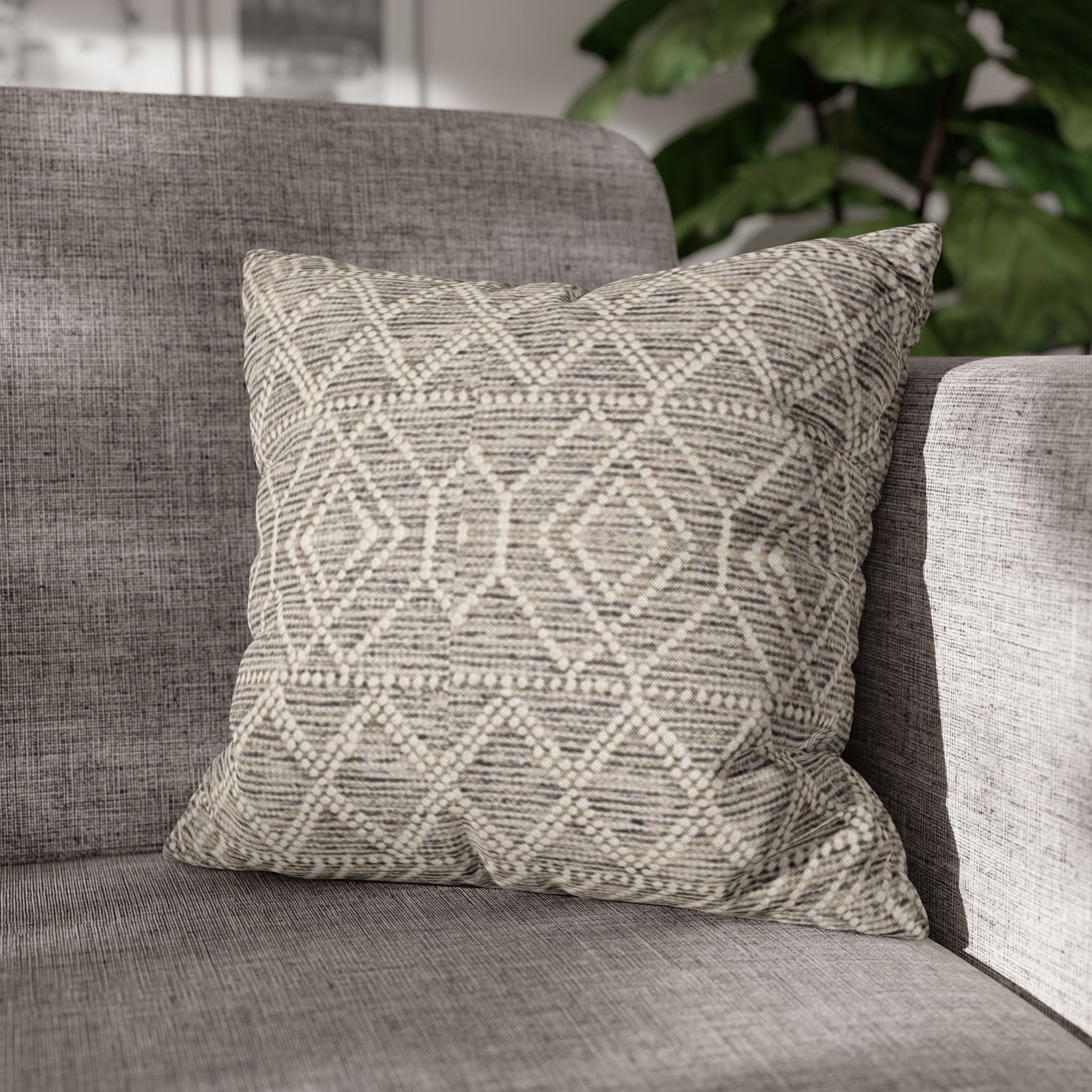 Sand & Stone Diamond Weave Pillow Cover | Farmhouse Heritage Ivory Cushion