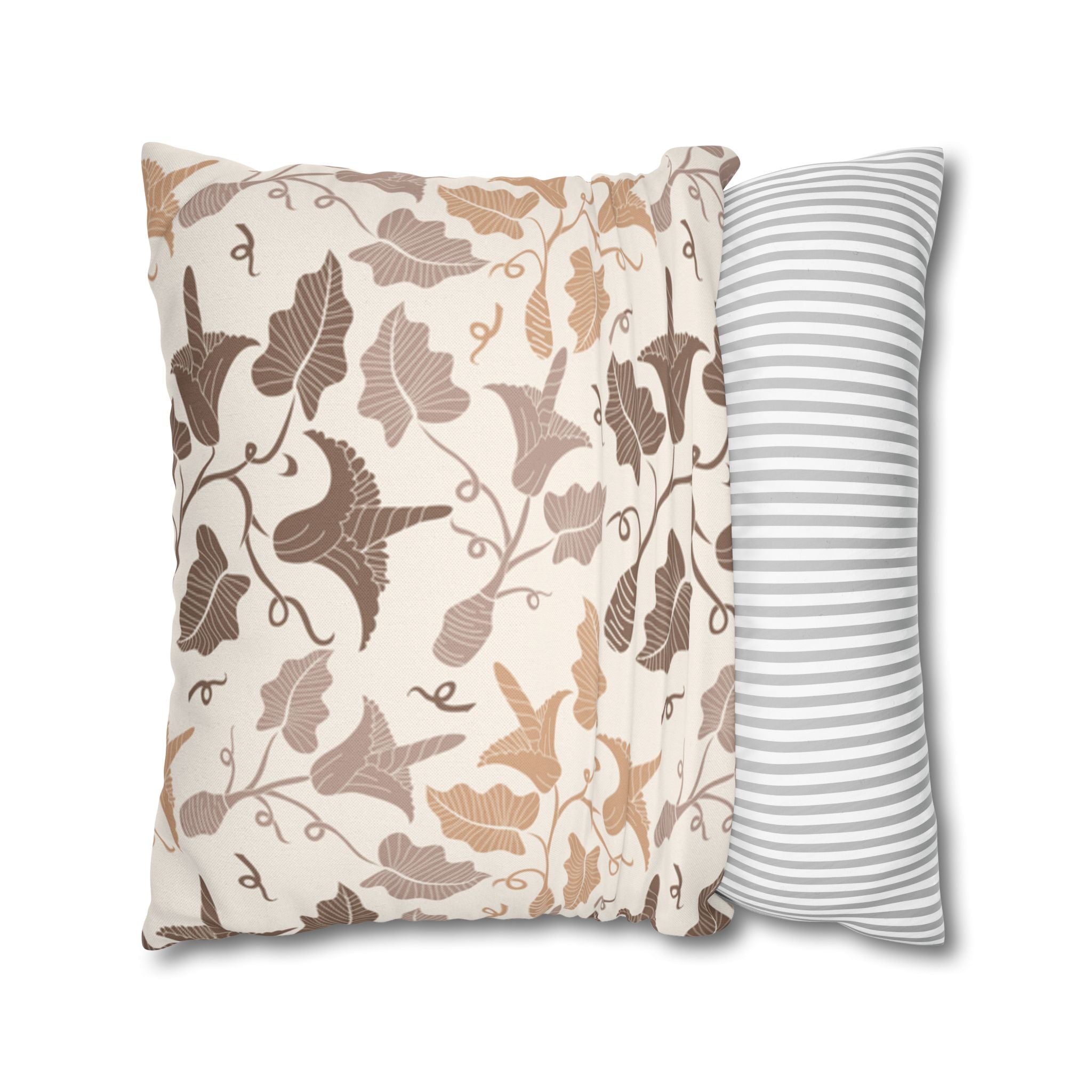 Beige Leaves Pattern Square Pillowcase 1piece, Pillow Cover, Gift for parents, Living Room Decor, bedroom, housewarming, cottage core,