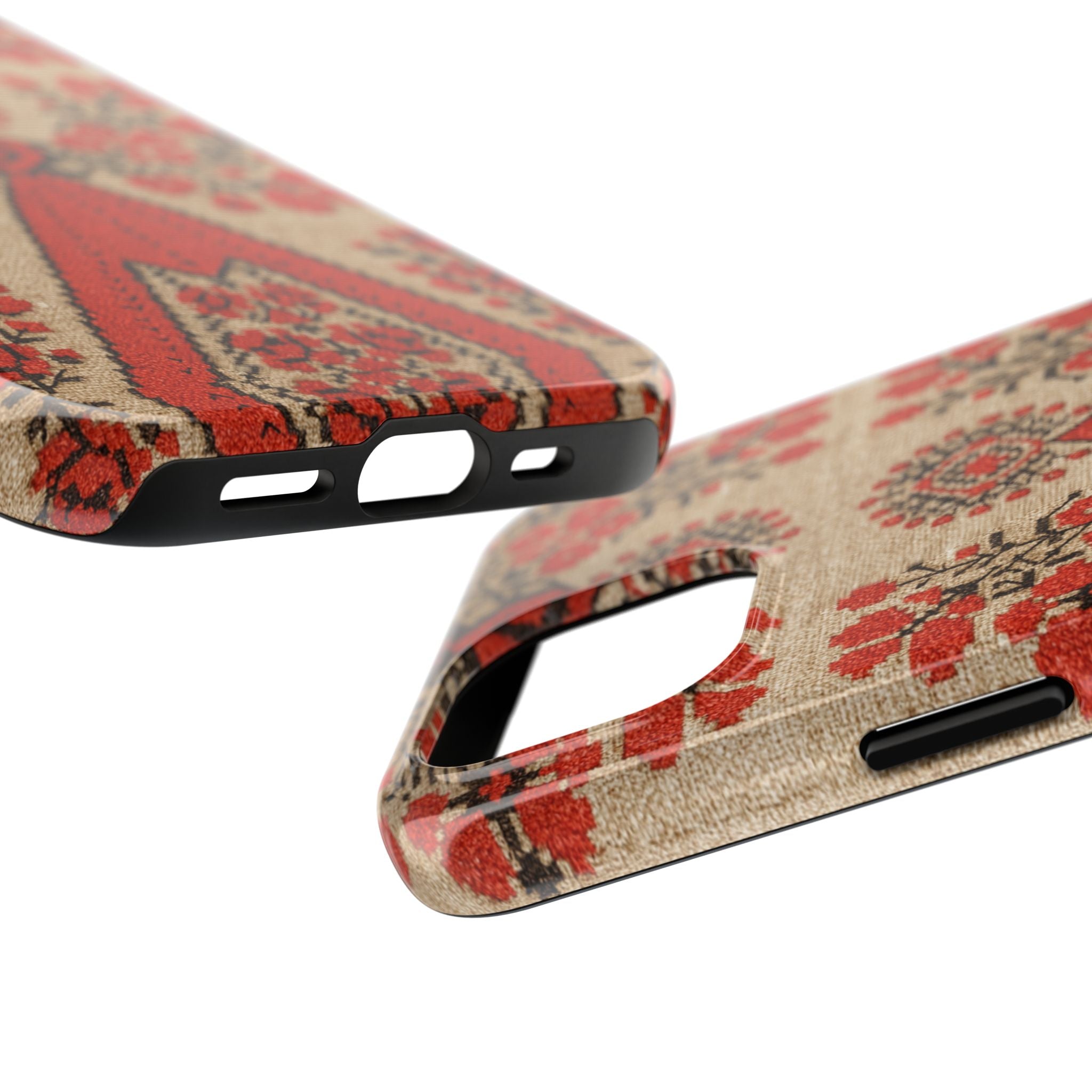 BLUESKYDEZIGN | Ukrainian Embroidery Phone Case | Red Black Berehynia Folk Pattern | Slavic Heritage iPhone Cover