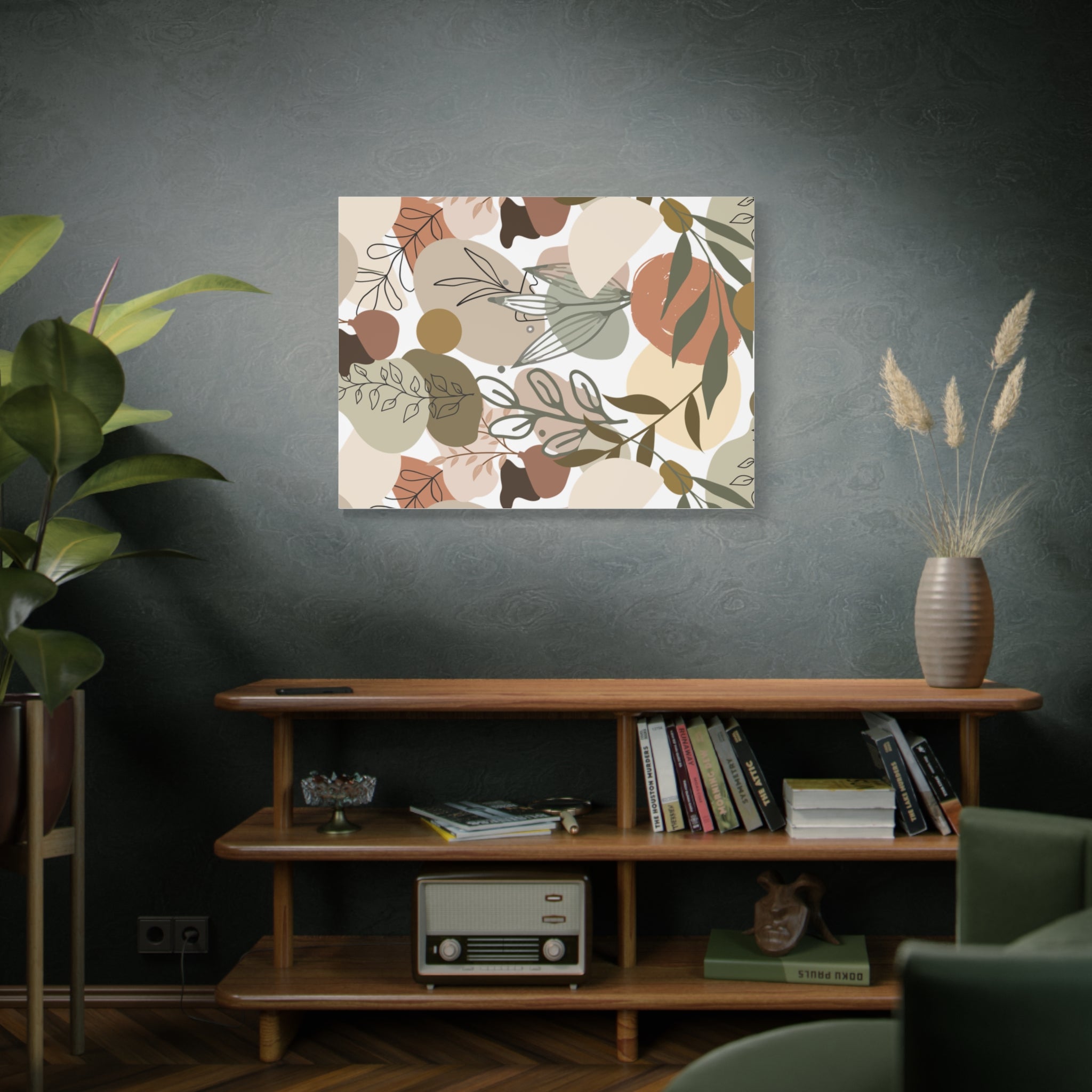 Abstract Modern Botanical Wall Art, Minimalist Line Art Canvas, Neutral Aesthetic Home Decor Print for Living Room or Bedroom, Matte Print, Stretched 1.25" Ready to Hang