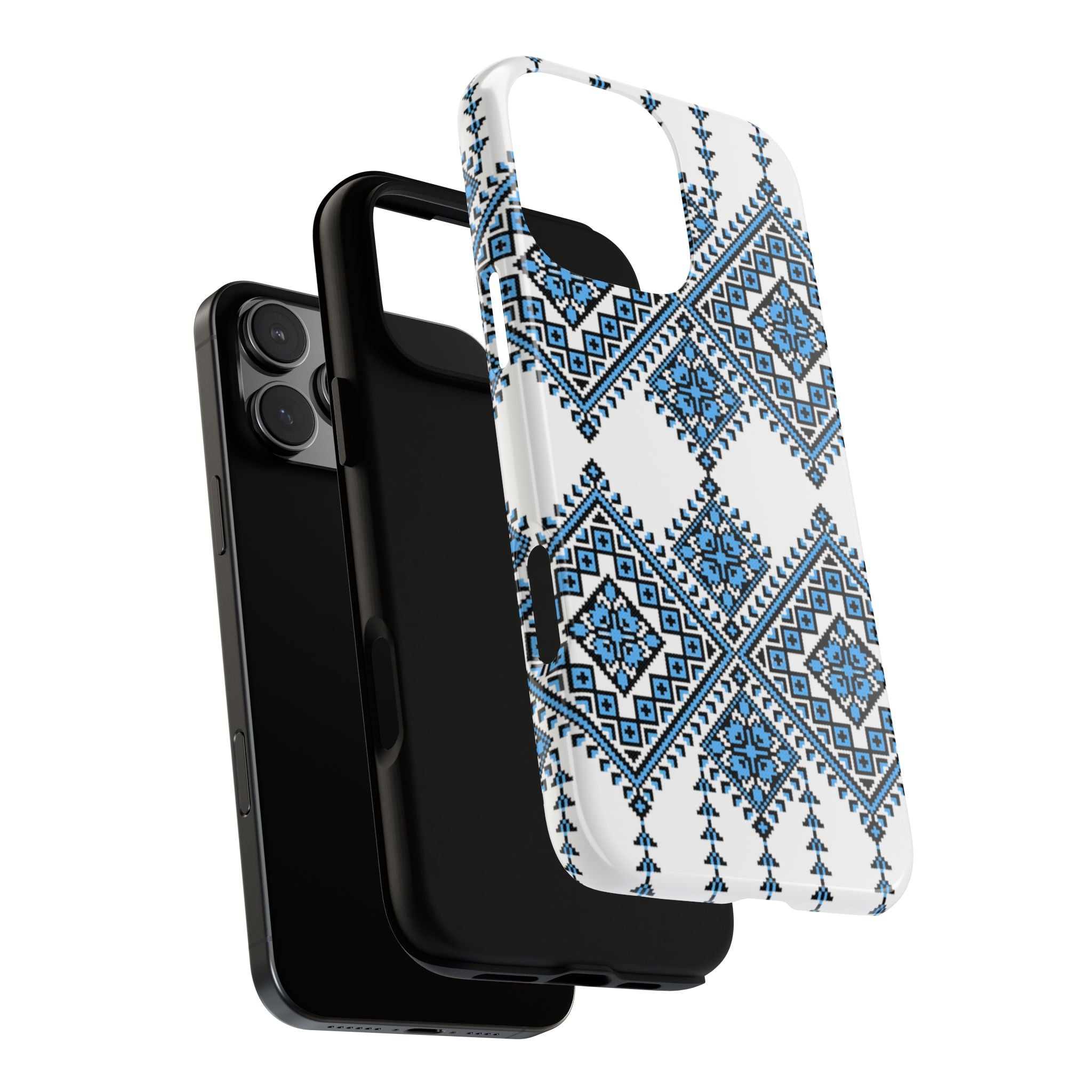 Blue Ukrainian traditional  Geometric Folk Pattern phone case, Tough Cases