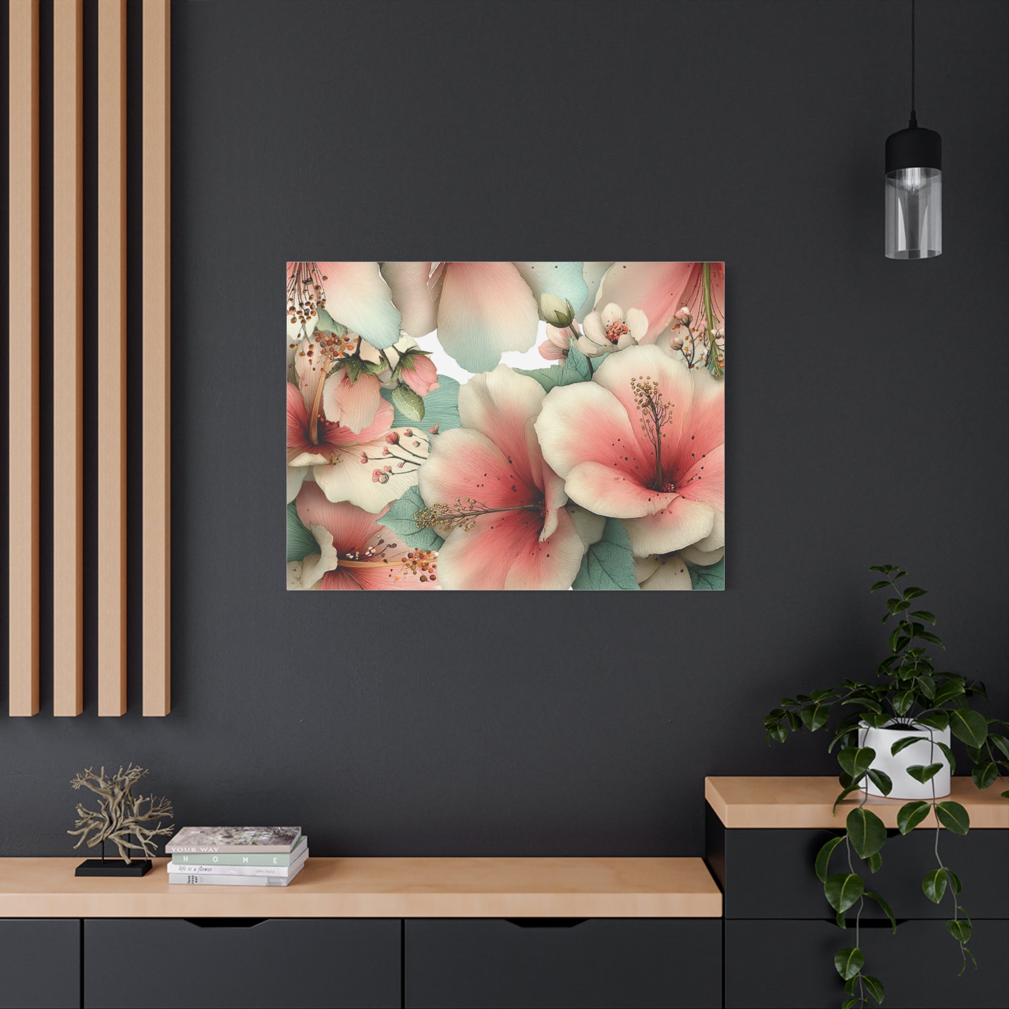 Pastel Floral Matte Canvas Wall Art, Soft Botanical Print, Modern Home Decor, Watercolor Flower Artwork, Stretched 1.25" Canvas